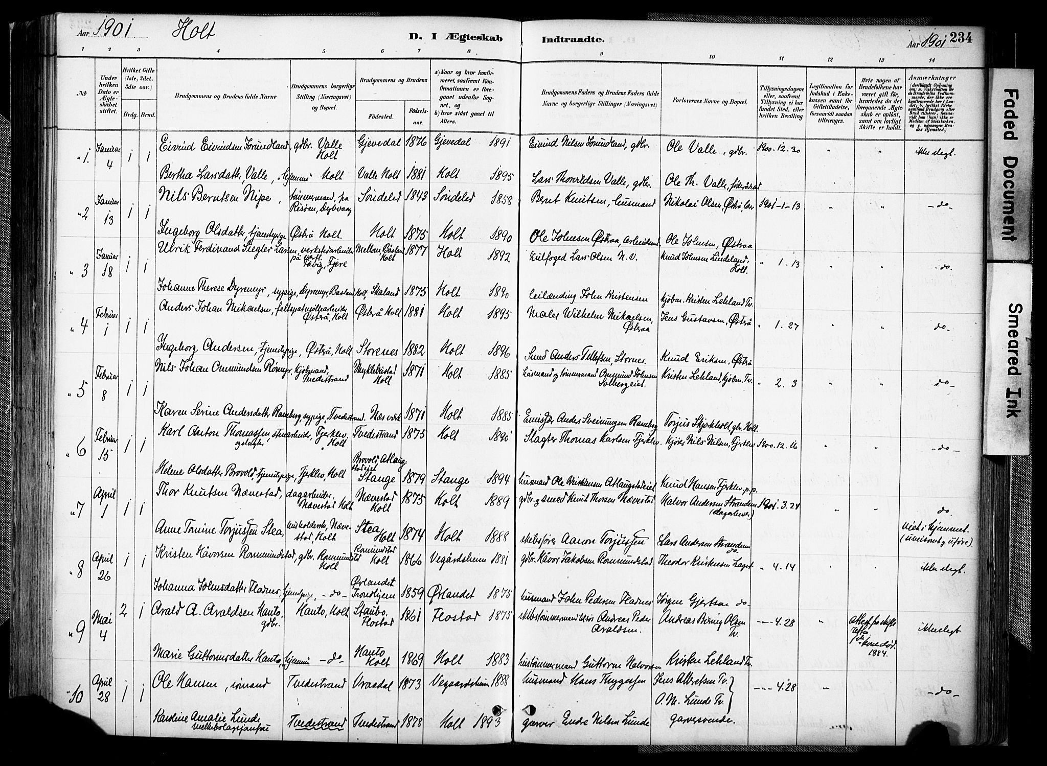 Holt sokneprestkontor, AV/SAK-1111-0021/F/Fa/L0012: Parish register (official) no. A 12, 1885-1907, p. 234