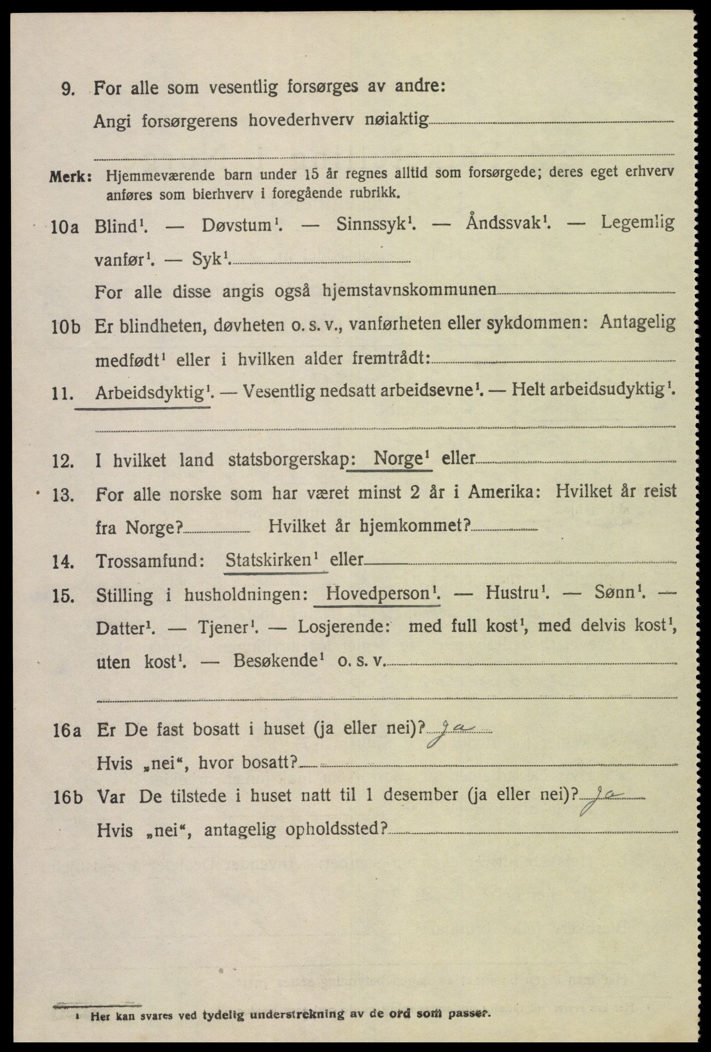 SAK, 1920 census for Hægebostad, 1920, p. 880