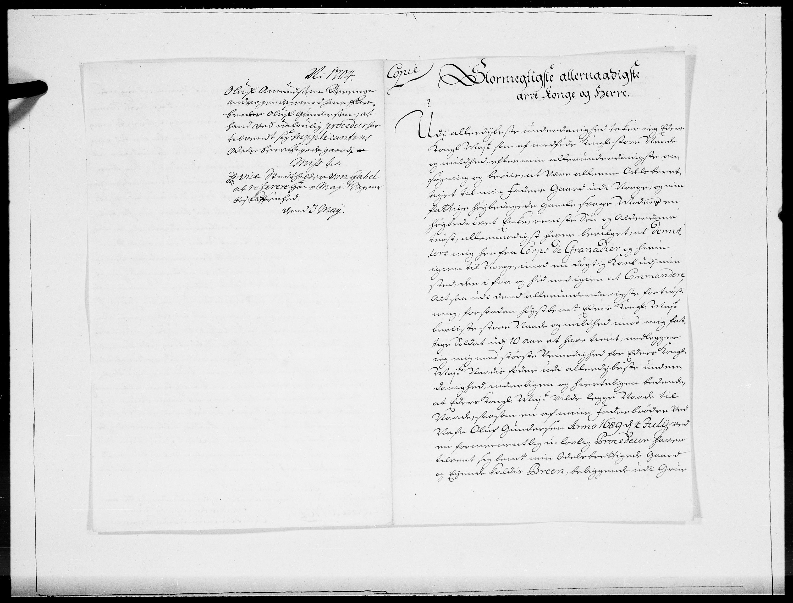 Danske Kanselli 1572-1799, AV/RA-EA-3023/F/Fc/Fcc/Fcca/L0057: Norske innlegg 1572-1799, 1704, p. 18