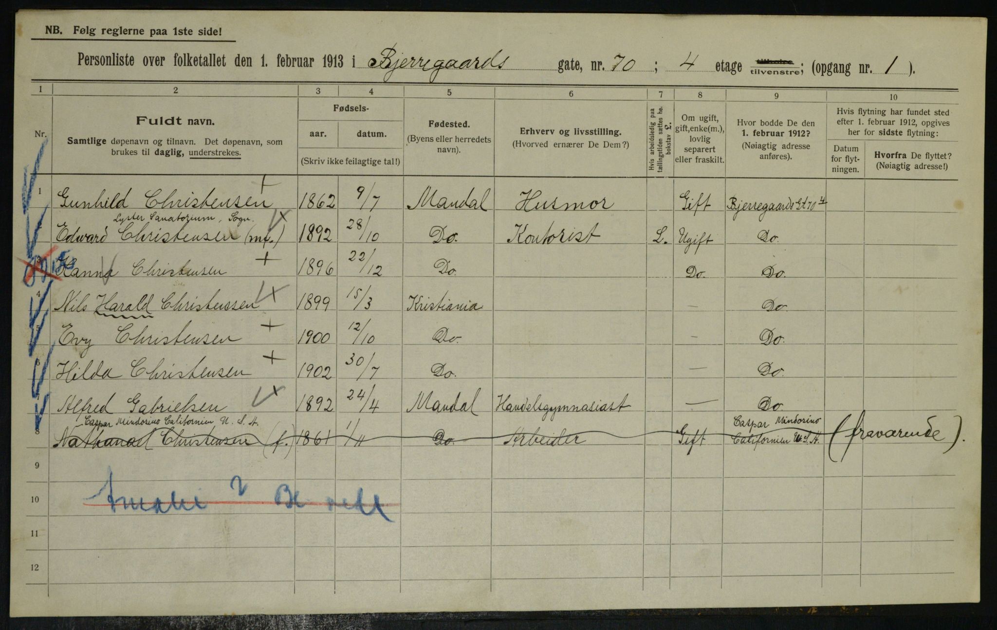 OBA, Municipal Census 1913 for Kristiania, 1913, p. 6298