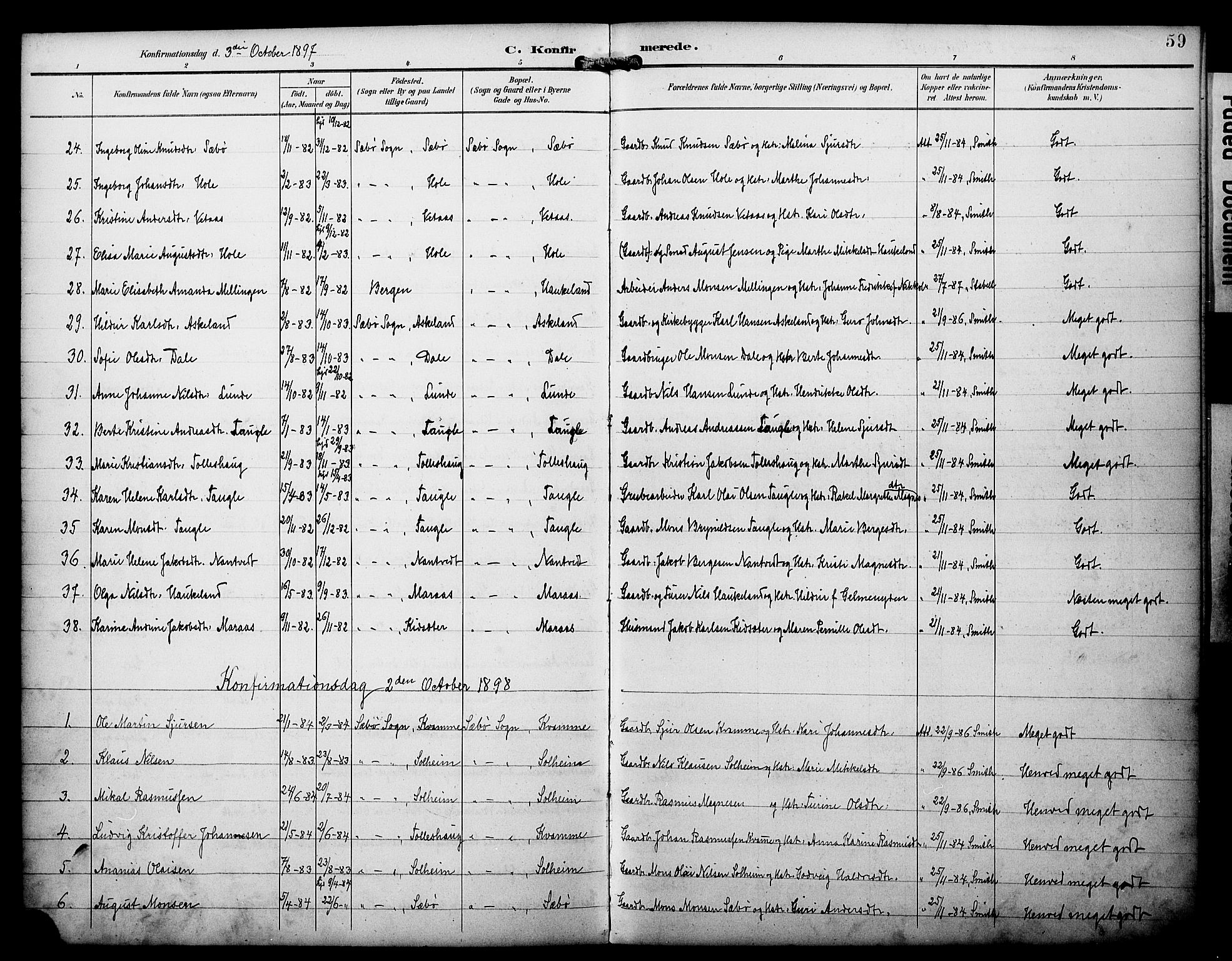 Manger sokneprestembete, AV/SAB-A-76801/H/Haa: Parish register (official) no. D 2, 1894-1908, p. 59