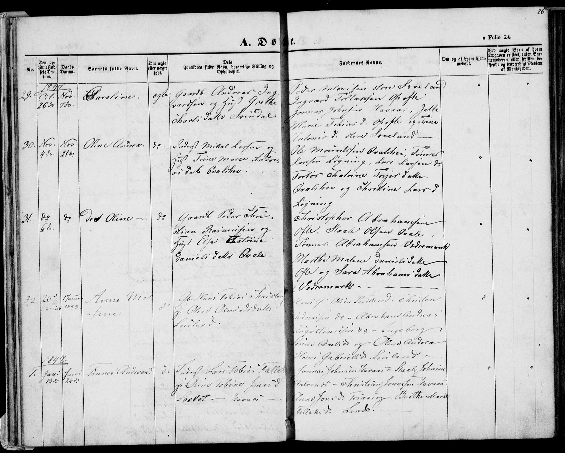 Herad sokneprestkontor, AV/SAK-1111-0018/F/Fa/Faa/L0004: Parish register (official) no. A 4, 1844-1853, p. 26