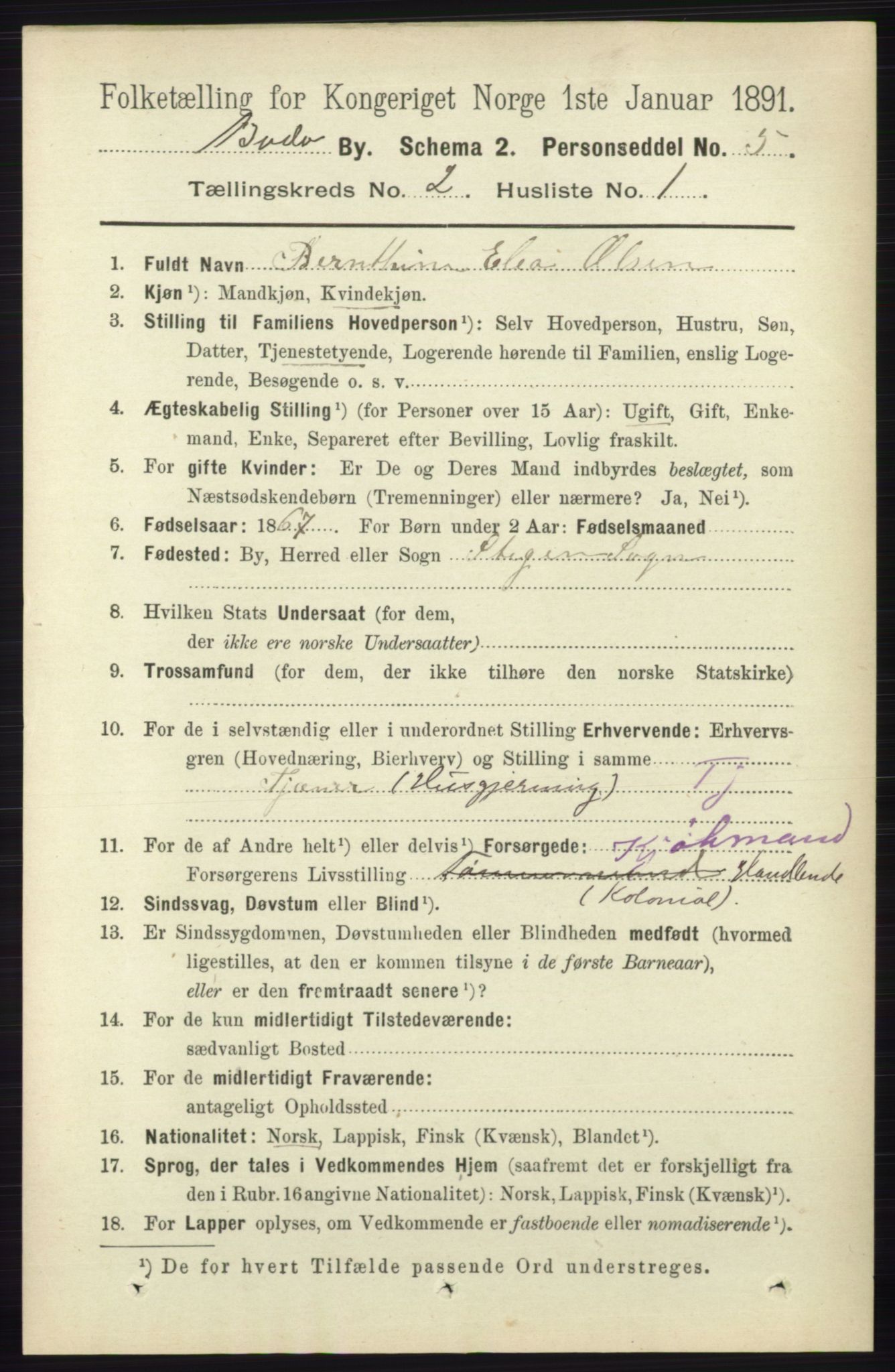 RA, 1891 census for 1804 Bodø, 1891, p. 993