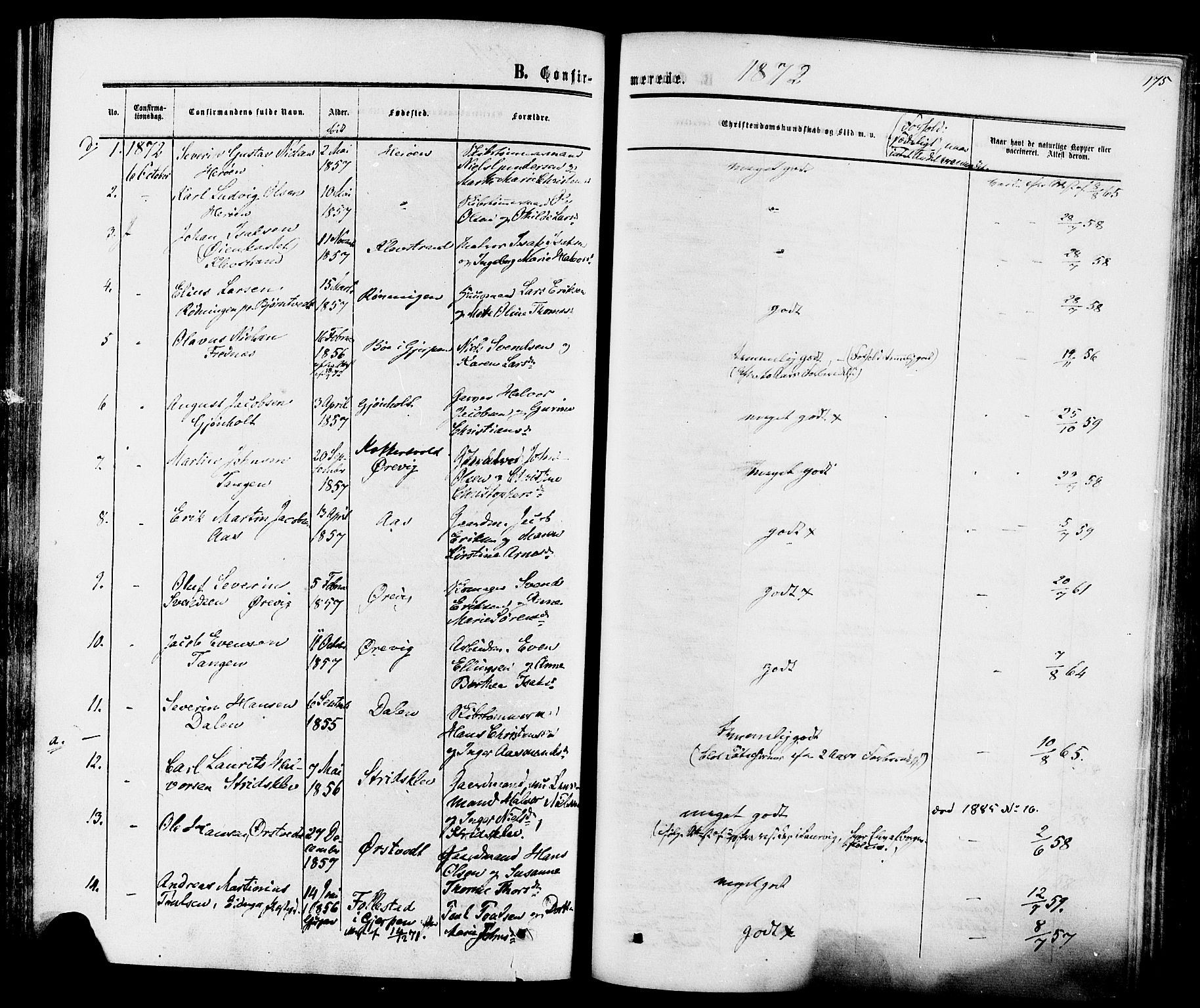 Eidanger kirkebøker, SAKO/A-261/F/Fa/L0010: Parish register (official) no. 10, 1859-1874, p. 175