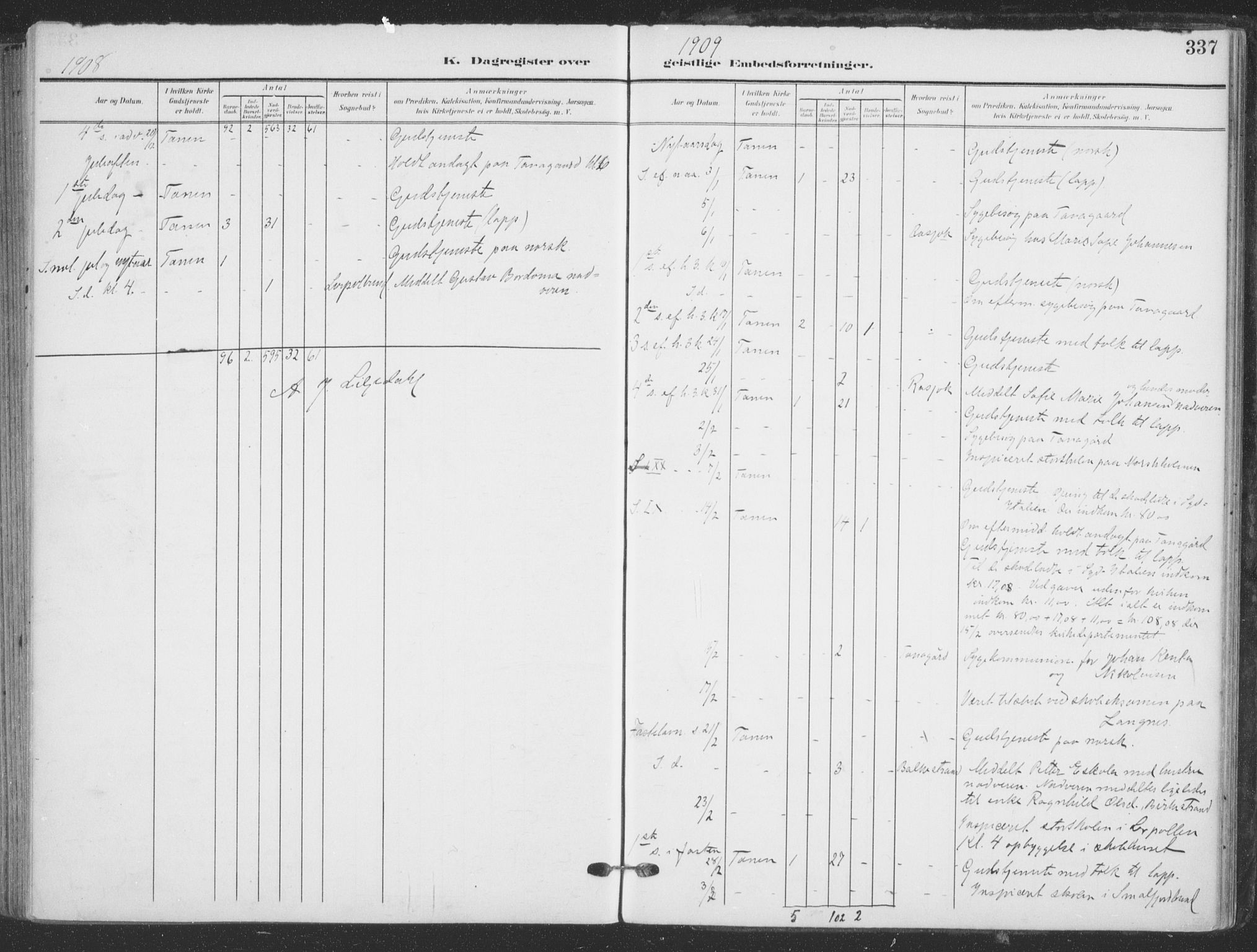 Tana sokneprestkontor, SATØ/S-1334/H/Ha/L0007kirke: Parish register (official) no. 7, 1904-1918, p. 337
