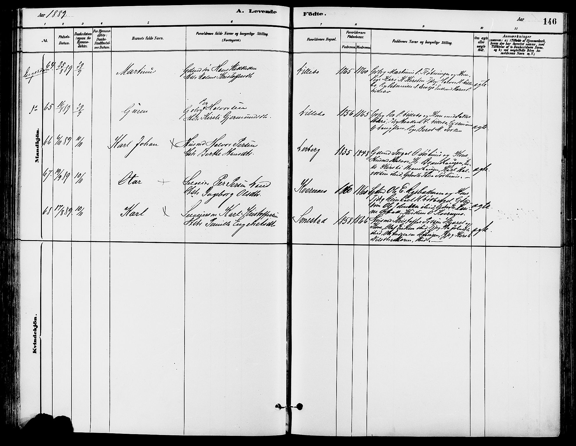 Trysil prestekontor, AV/SAH-PREST-046/H/Ha/Haa/L0008: Parish register (official) no. 8, 1881-1897, p. 146