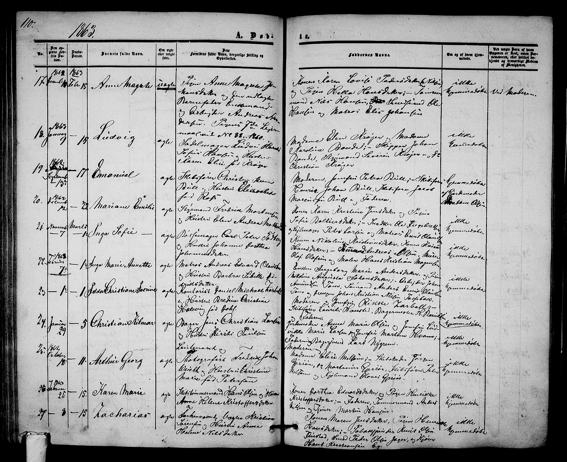 Tønsberg kirkebøker, SAKO/A-330/G/Ga/L0003: Parish register (copy) no. 3, 1855-1864, p. 110
