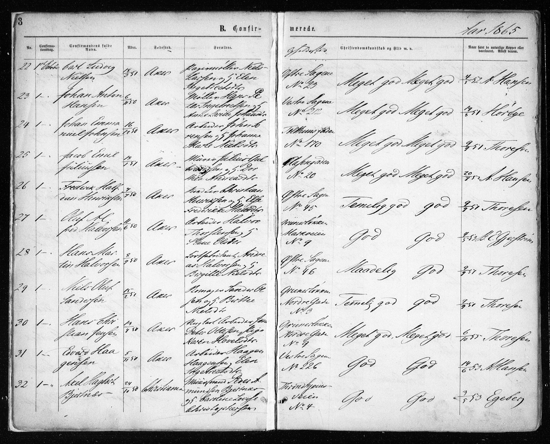 Gamle Aker prestekontor Kirkebøker, AV/SAO-A-10617a/F/L0003: Parish register (official) no. 3, 1865-1873, p. 3