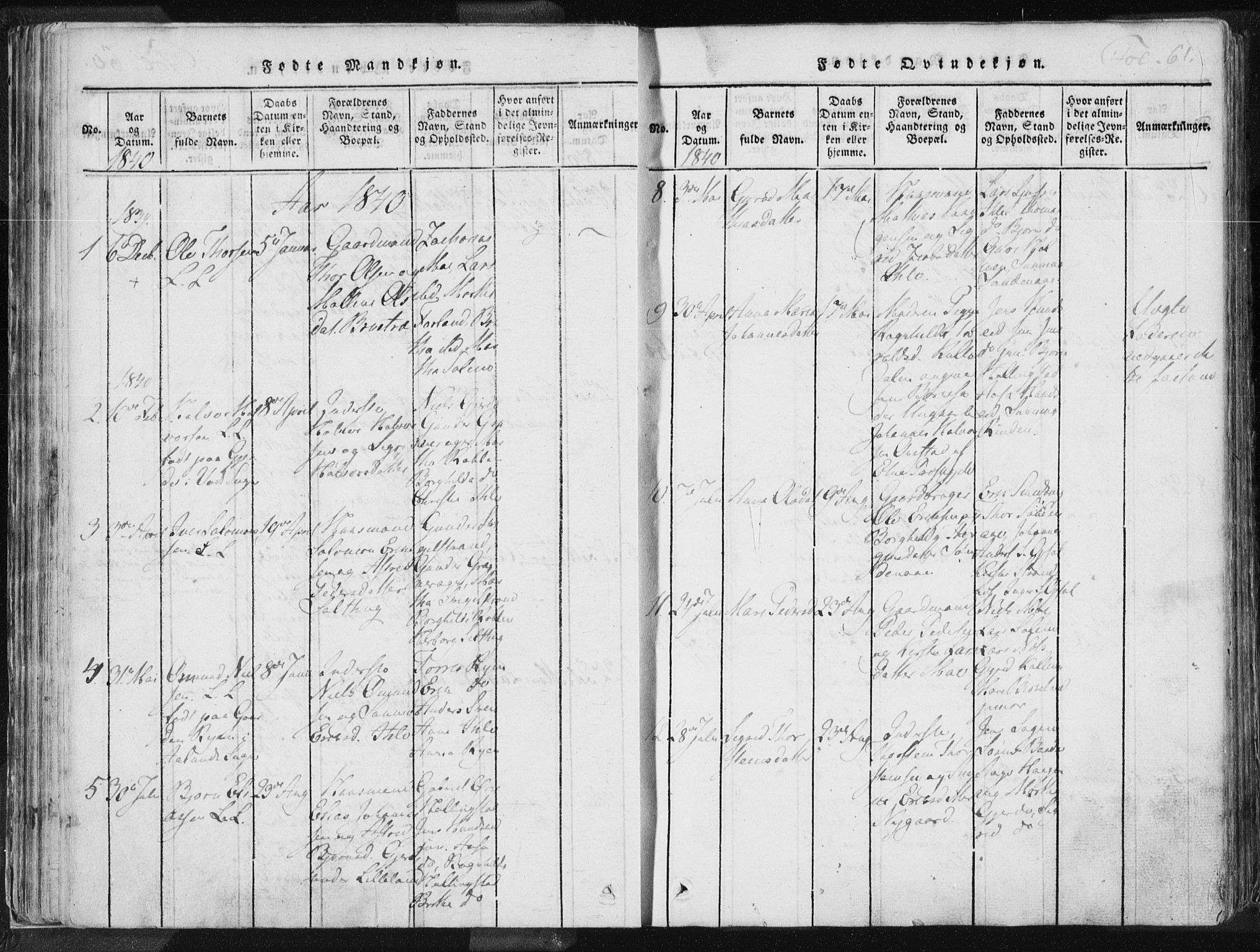 Vikedal sokneprestkontor, AV/SAST-A-101840/01/IV: Parish register (official) no. A 3, 1817-1850, p. 61