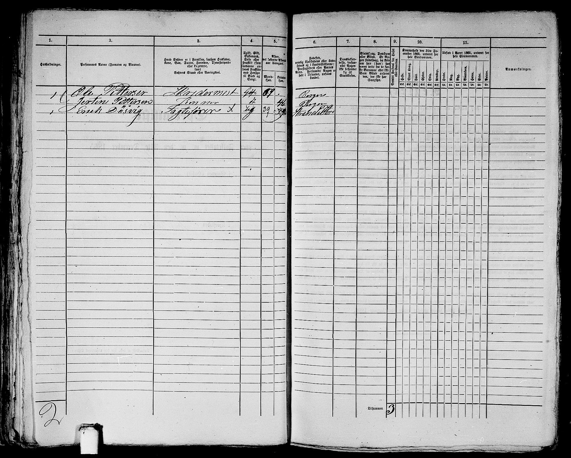 RA, 1865 census for Bergen, 1865, p. 2136