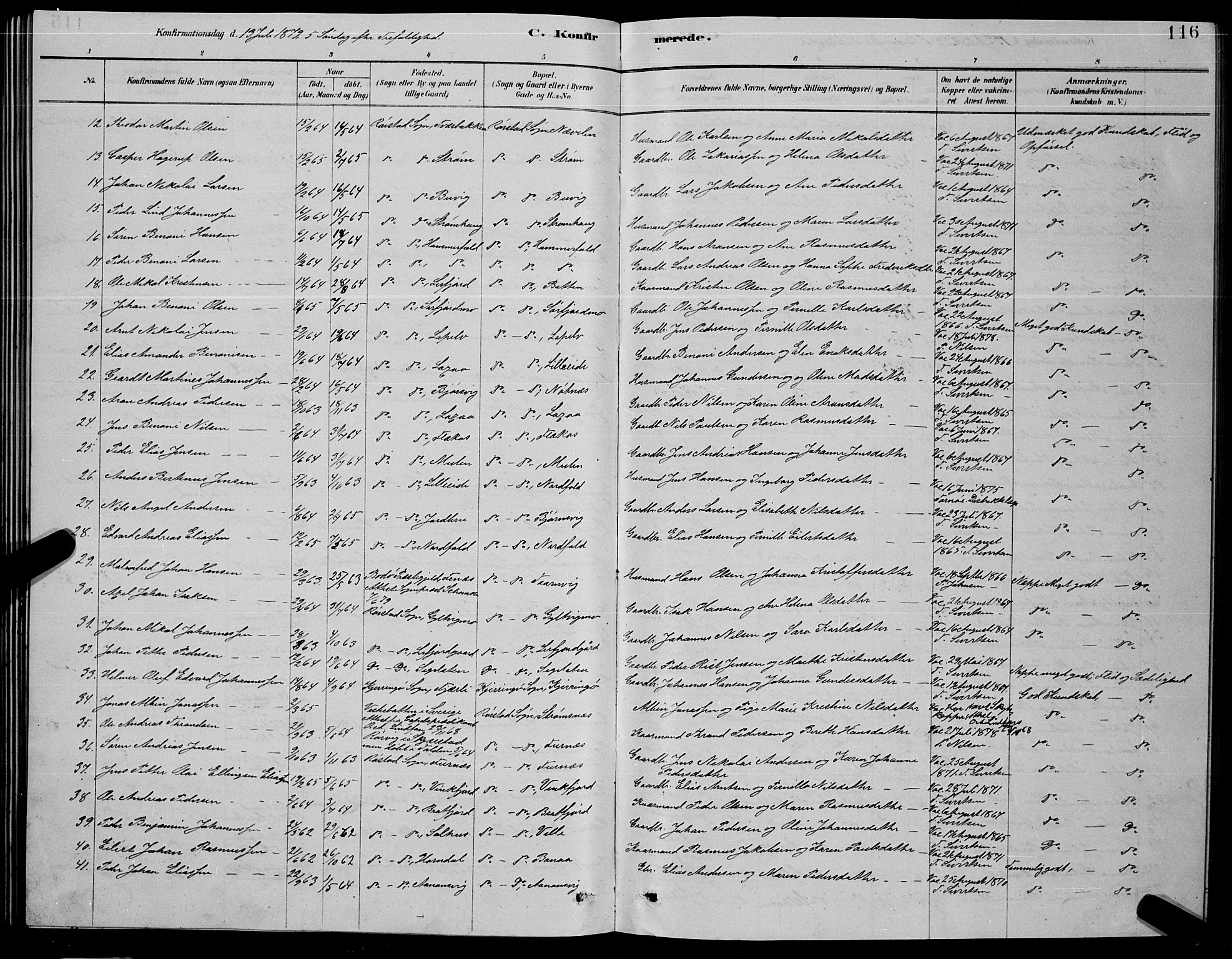 Ministerialprotokoller, klokkerbøker og fødselsregistre - Nordland, AV/SAT-A-1459/853/L0776: Parish register (copy) no. 853C04, 1878-1889, p. 116