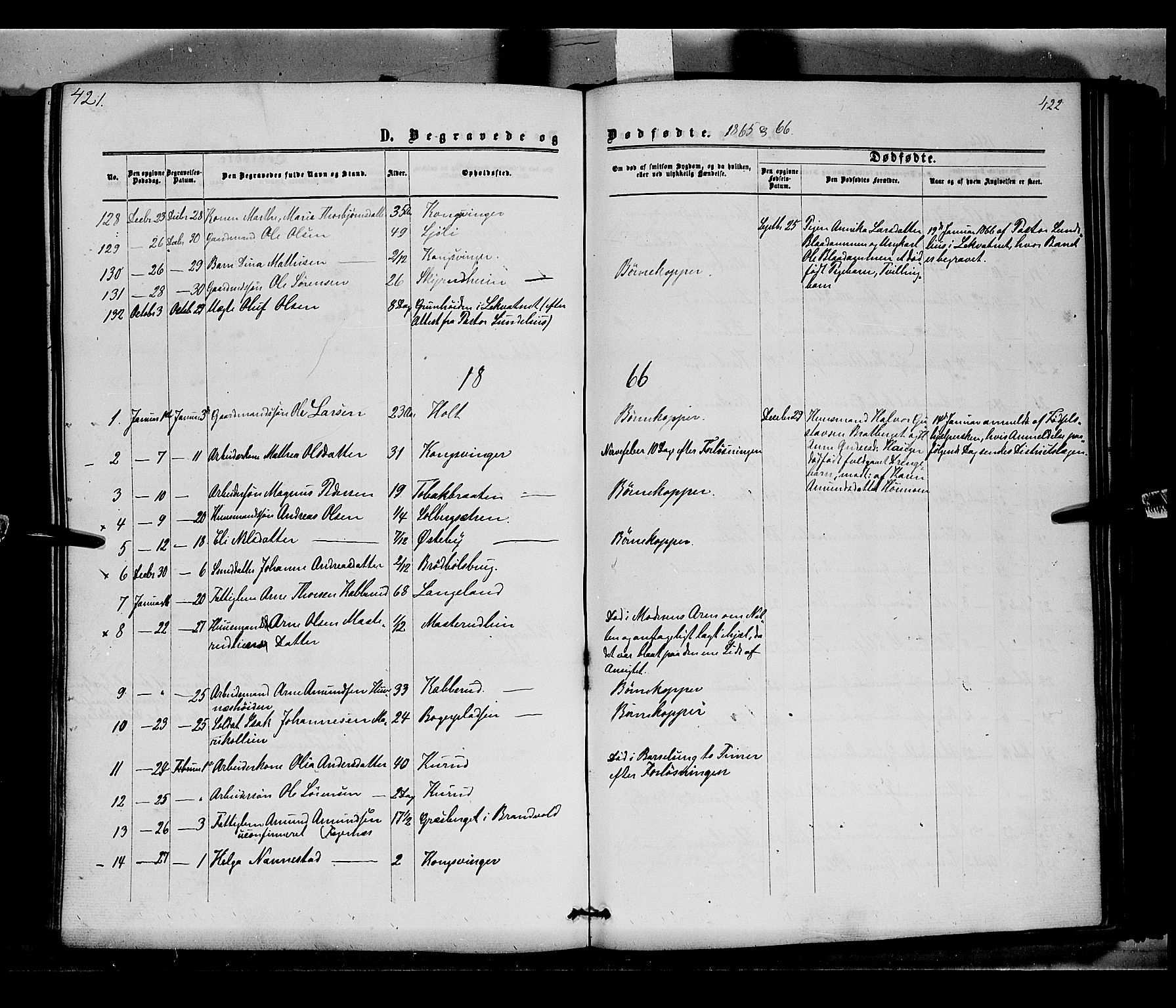 Vinger prestekontor, AV/SAH-PREST-024/H/Ha/Haa/L0011: Parish register (official) no. 11, 1862-1870, p. 422