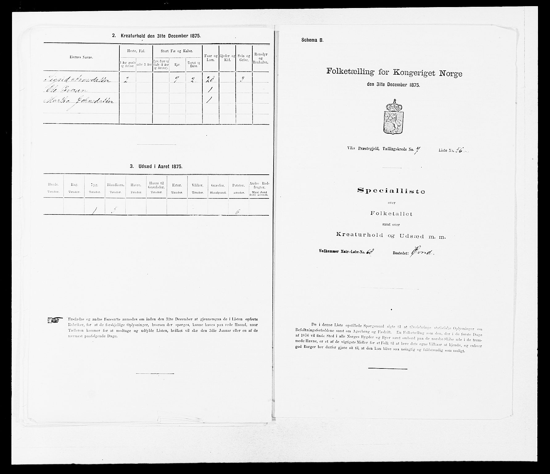 SAB, 1875 census for 1417P Vik, 1875, p. 923