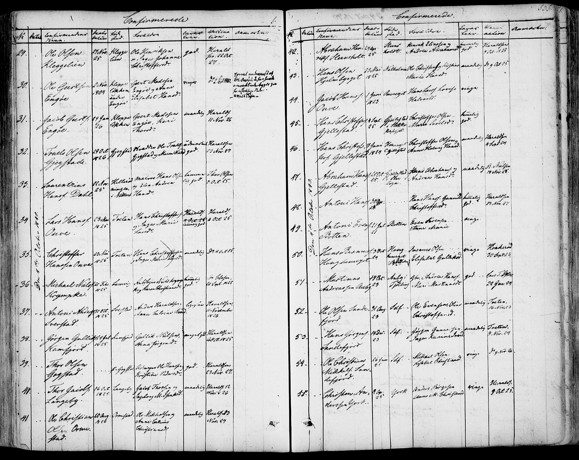 Sandar kirkebøker, AV/SAKO-A-243/F/Fa/L0005: Parish register (official) no. 5, 1832-1847, p. 534-535