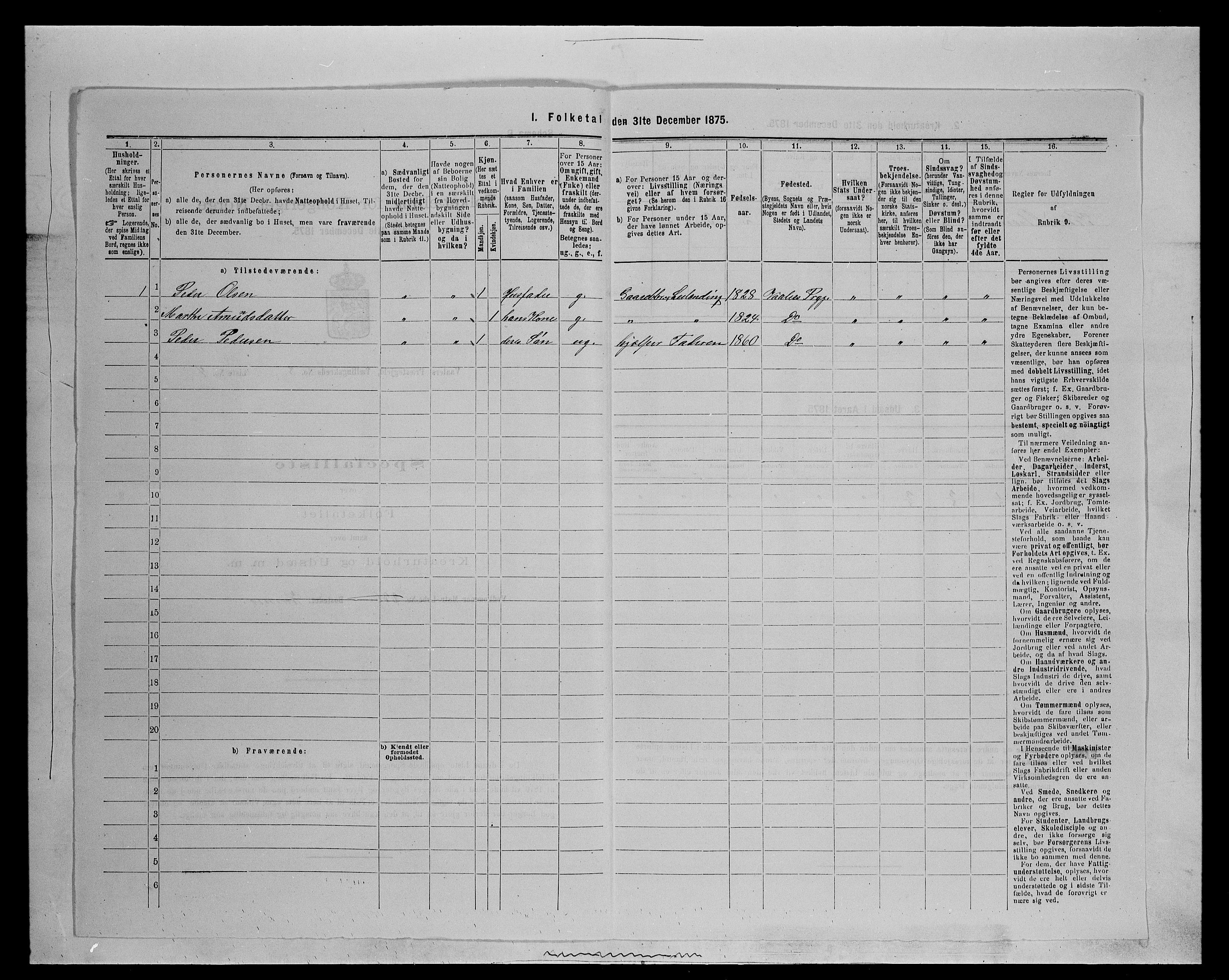 SAH, 1875 census for 0426P Våler parish (Hedmark), 1875, p. 1031