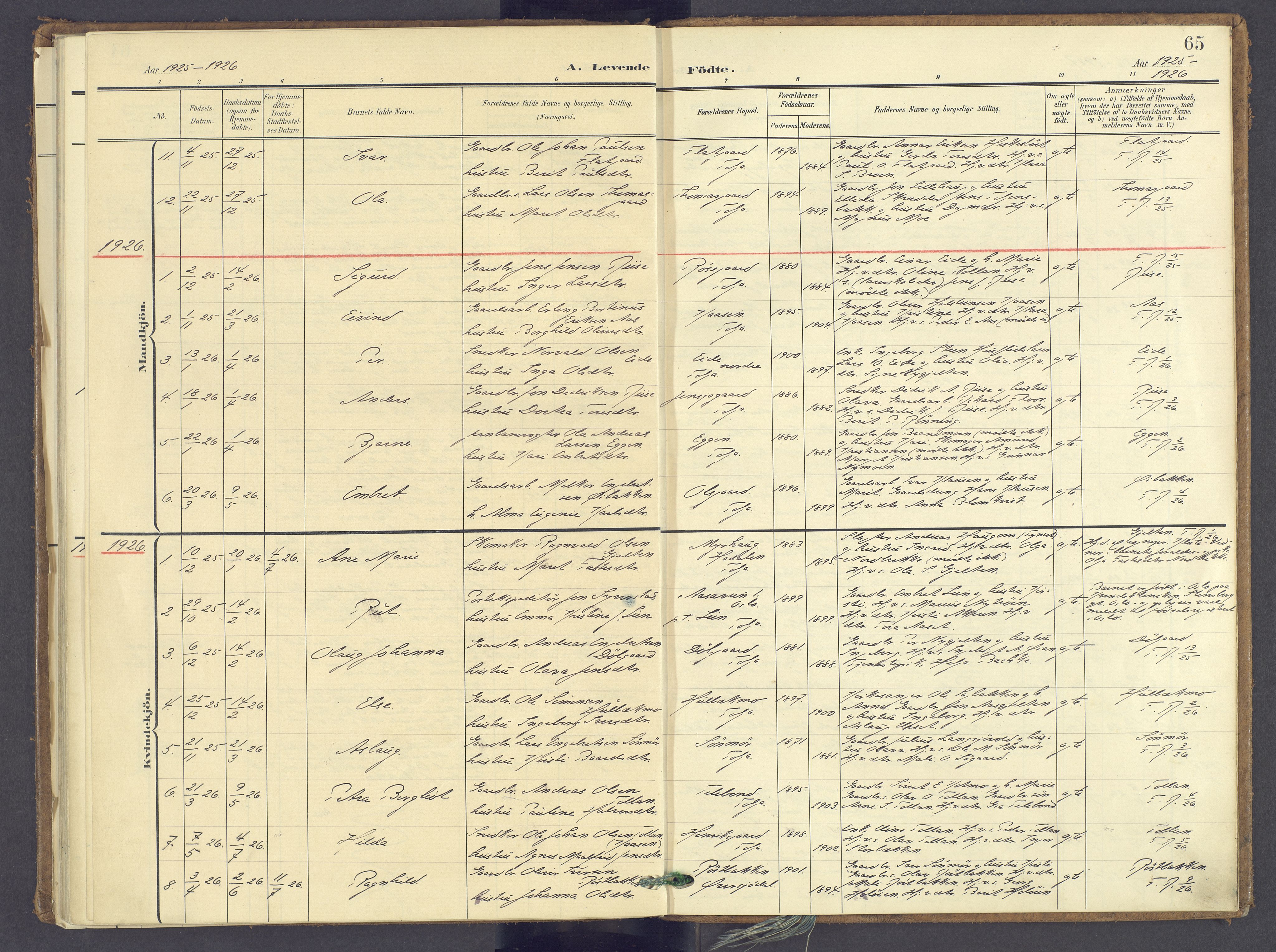 Tolga prestekontor, SAH/PREST-062/K/L0014: Parish register (official) no. 14, 1903-1929, p. 65