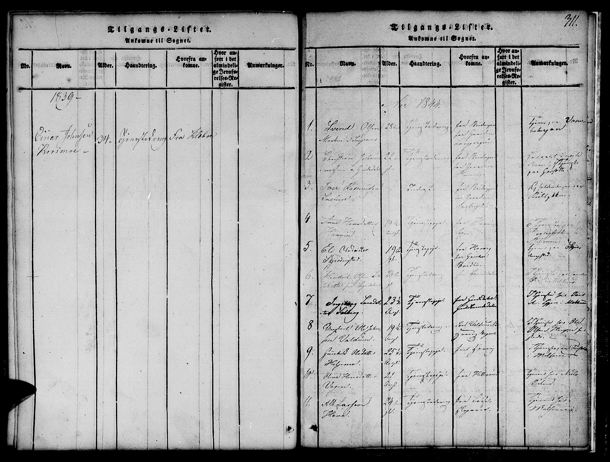 Ministerialprotokoller, klokkerbøker og fødselsregistre - Sør-Trøndelag, SAT/A-1456/691/L1092: Parish register (copy) no. 691C03, 1816-1852, p. 311