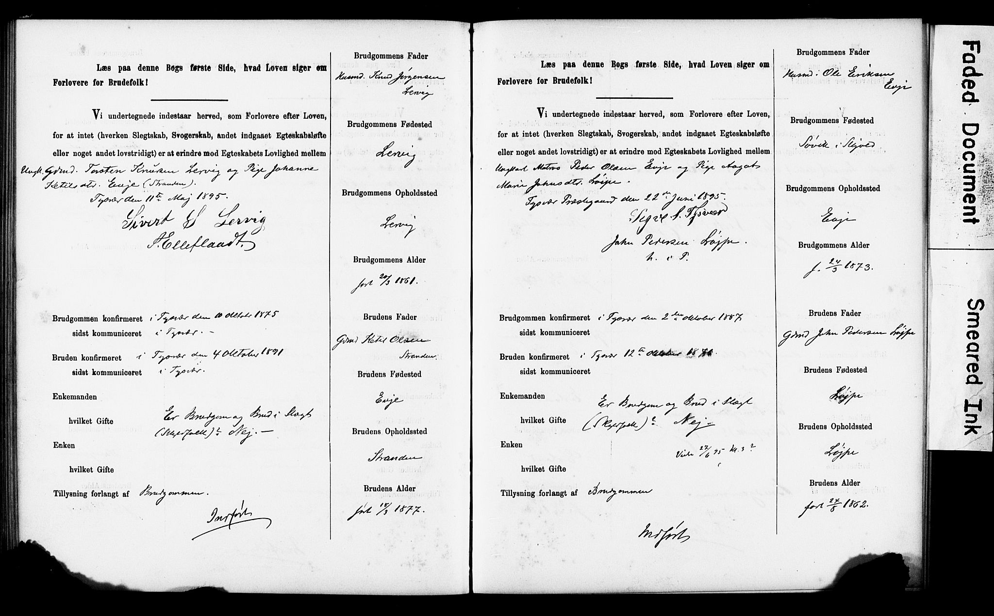 Tysvær sokneprestkontor, AV/SAST-A -101864/I/Ie/L0001: Banns register no. IX, 1886-1901