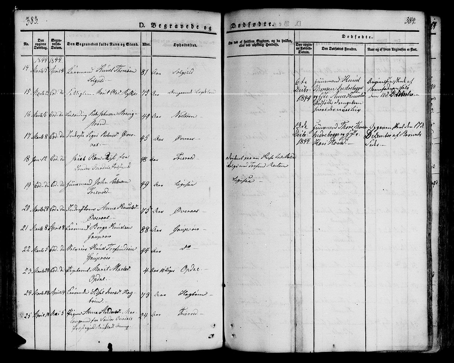 Ministerialprotokoller, klokkerbøker og fødselsregistre - Møre og Romsdal, AV/SAT-A-1454/551/L0624: Parish register (official) no. 551A04, 1831-1845, p. 383-384