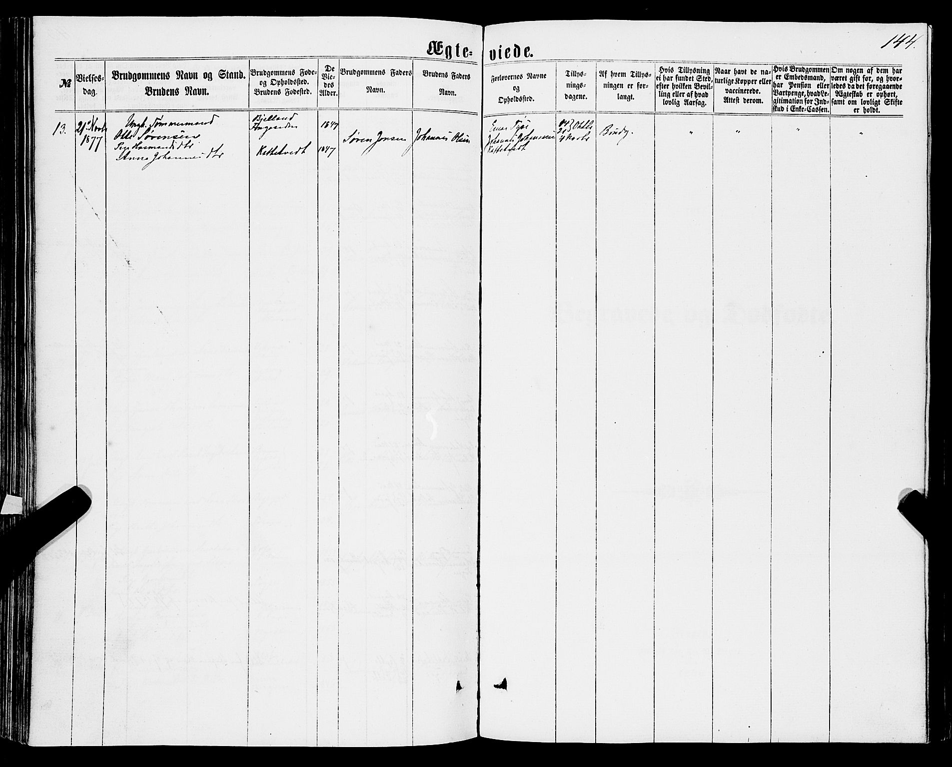 Stord sokneprestembete, AV/SAB-A-78201/H/Haa: Parish register (official) no. B 1, 1862-1877, p. 144