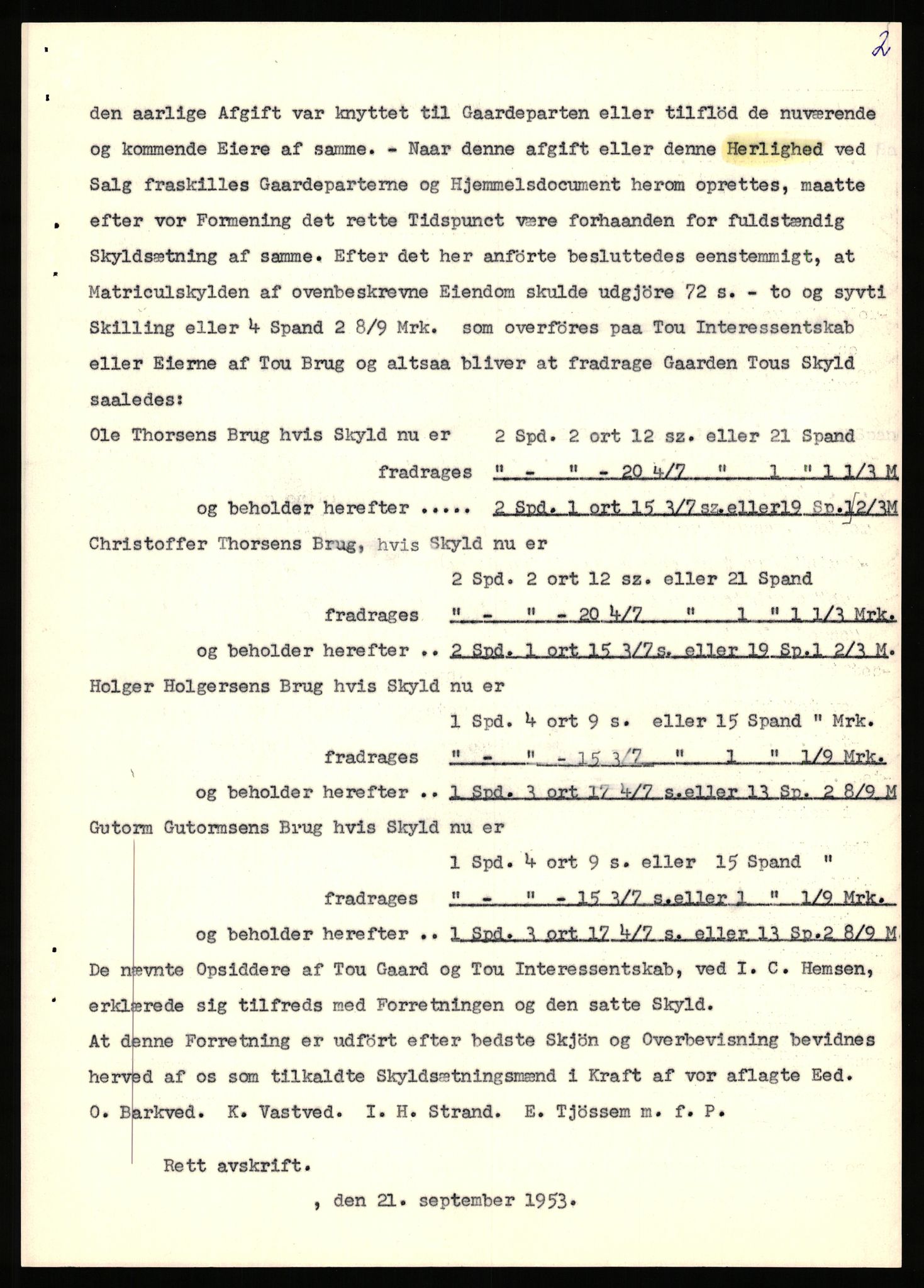 Statsarkivet i Stavanger, AV/SAST-A-101971/03/Y/Yj/L0086: Avskrifter sortert etter gårdsnavn: Tau - Tjeltveit, 1750-1930, p. 51