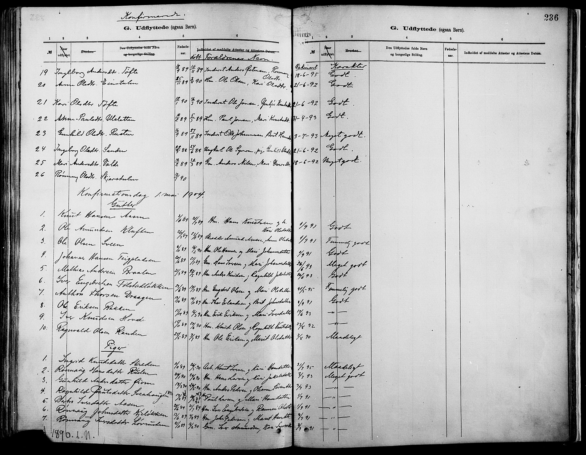 Vågå prestekontor, AV/SAH-PREST-076/H/Ha/Haa/L0009: Parish register (official) no. 9, 1886-1904, p. 236