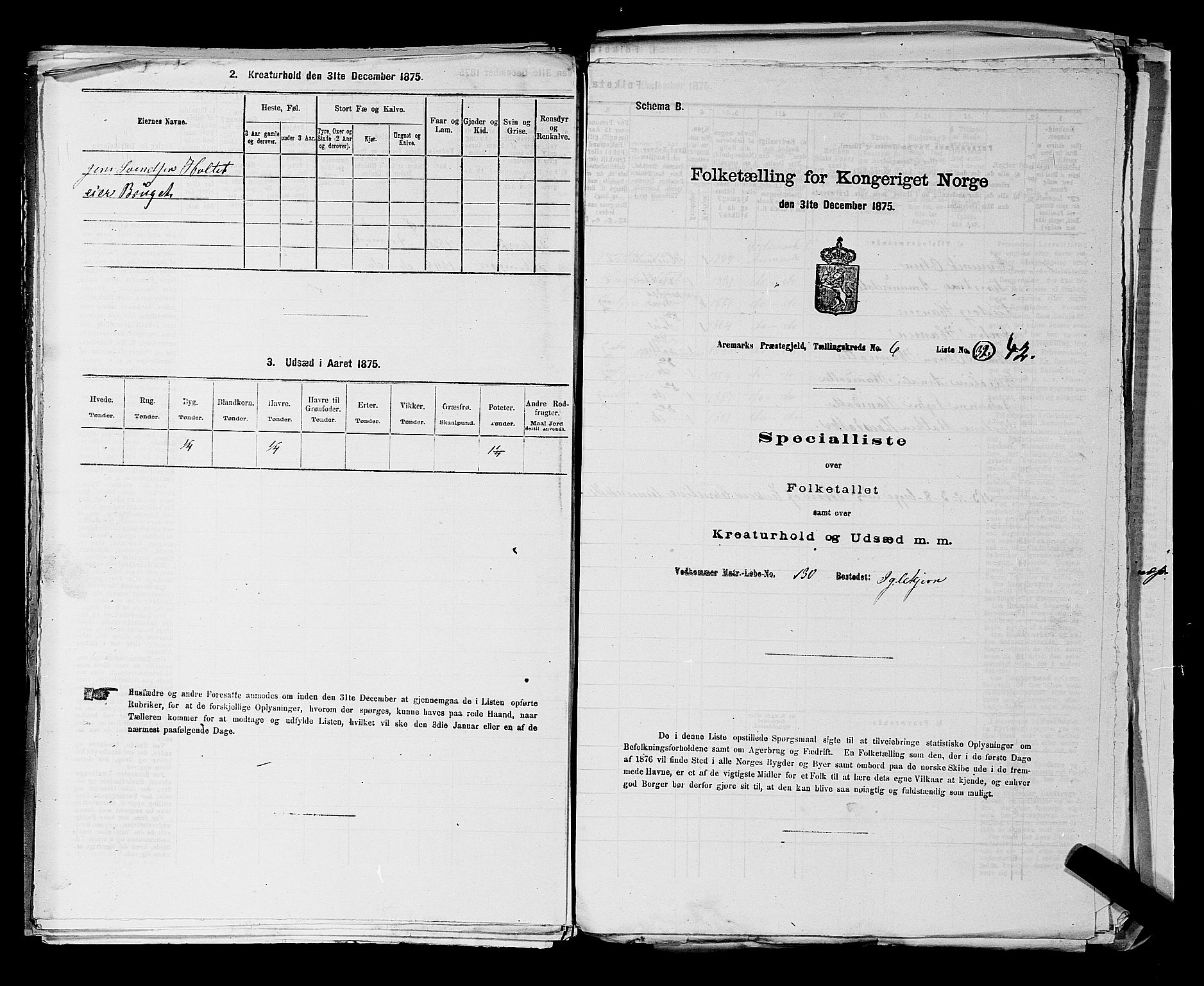 RA, 1875 census for 0118P Aremark, 1875, p. 898