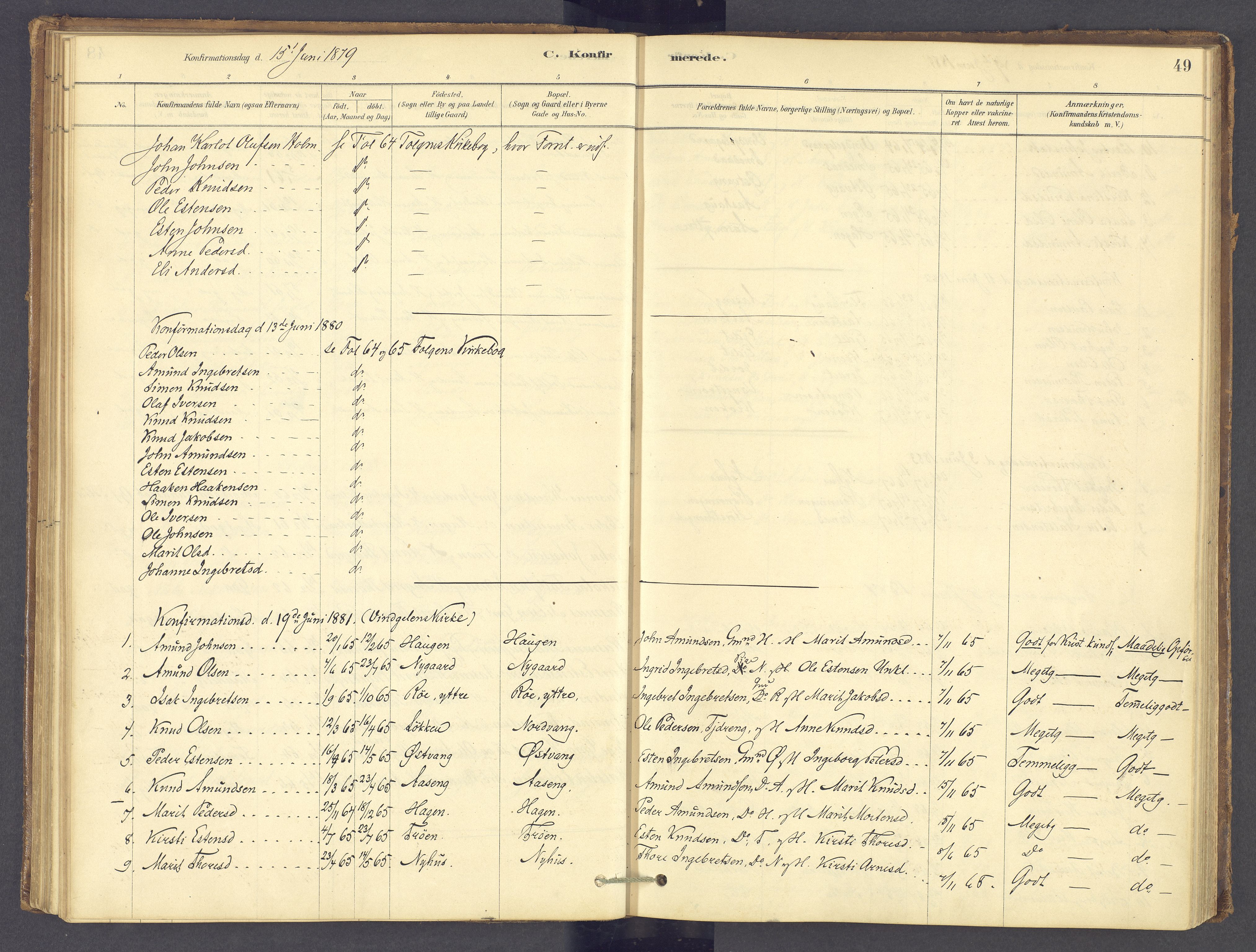 Tolga prestekontor, SAH/PREST-062/K/L0012: Parish register (official) no. 12, 1877-1925, p. 49