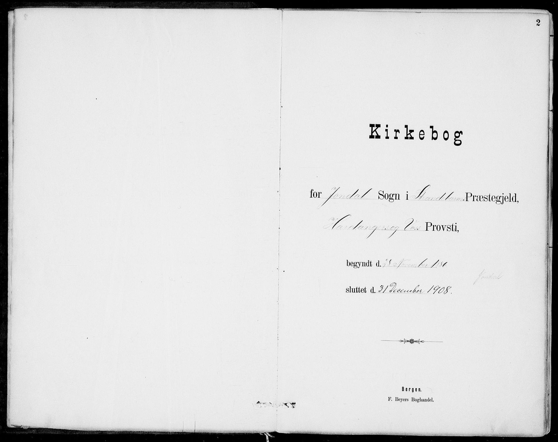 Strandebarm sokneprestembete, SAB/A-78401/H/Haa: Parish register (official) no. E  1, 1886-1908, p. 2