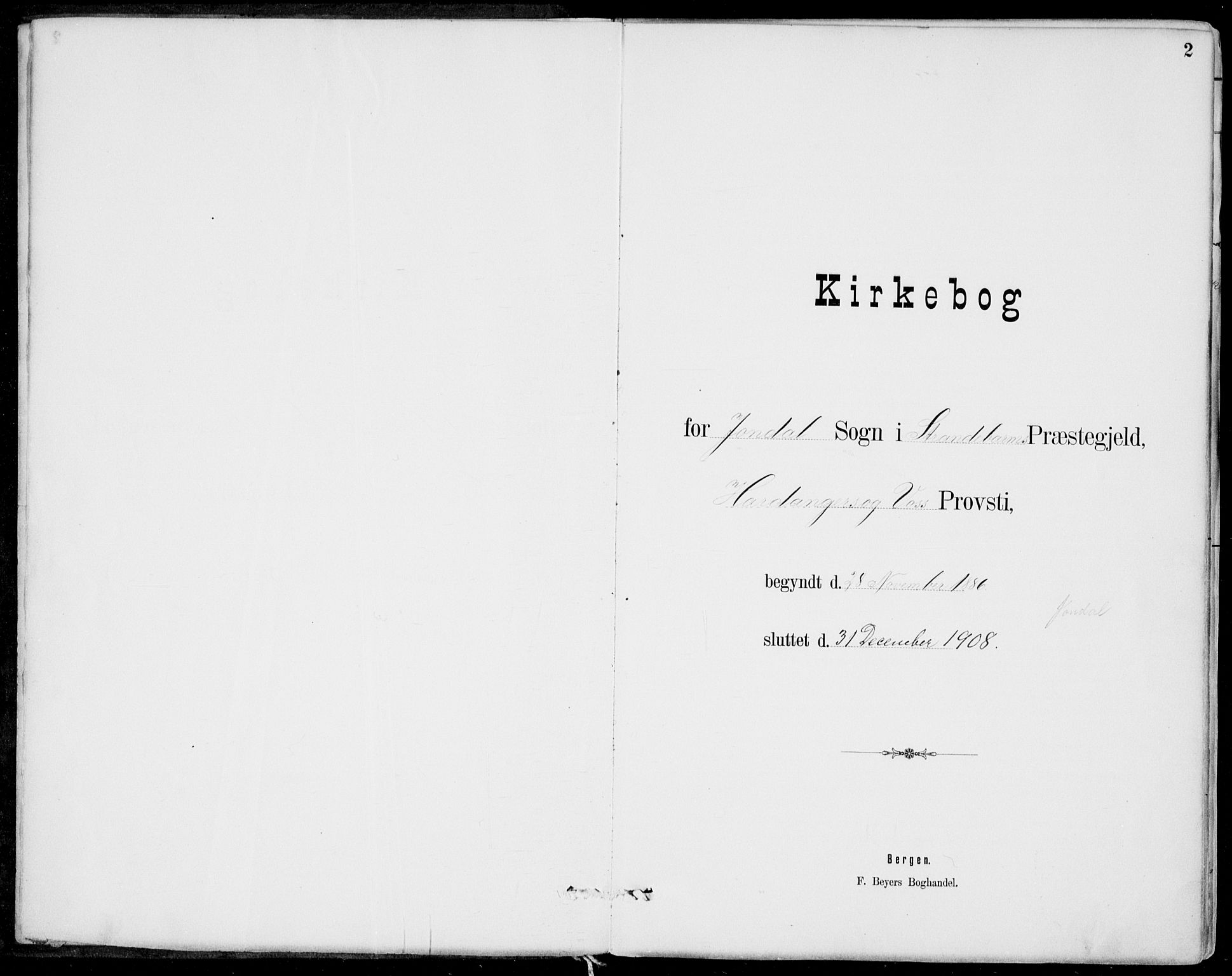 Strandebarm sokneprestembete, AV/SAB-A-78401/H/Haa: Parish register (official) no. E  1, 1886-1908, p. 2