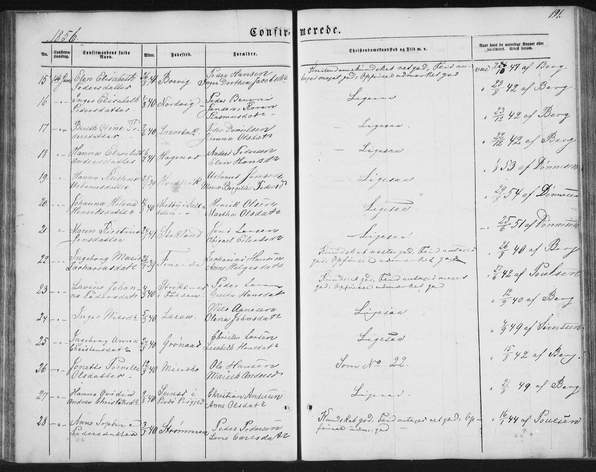 Ministerialprotokoller, klokkerbøker og fødselsregistre - Nordland, AV/SAT-A-1459/852/L0738: Parish register (official) no. 852A08, 1849-1865, p. 191