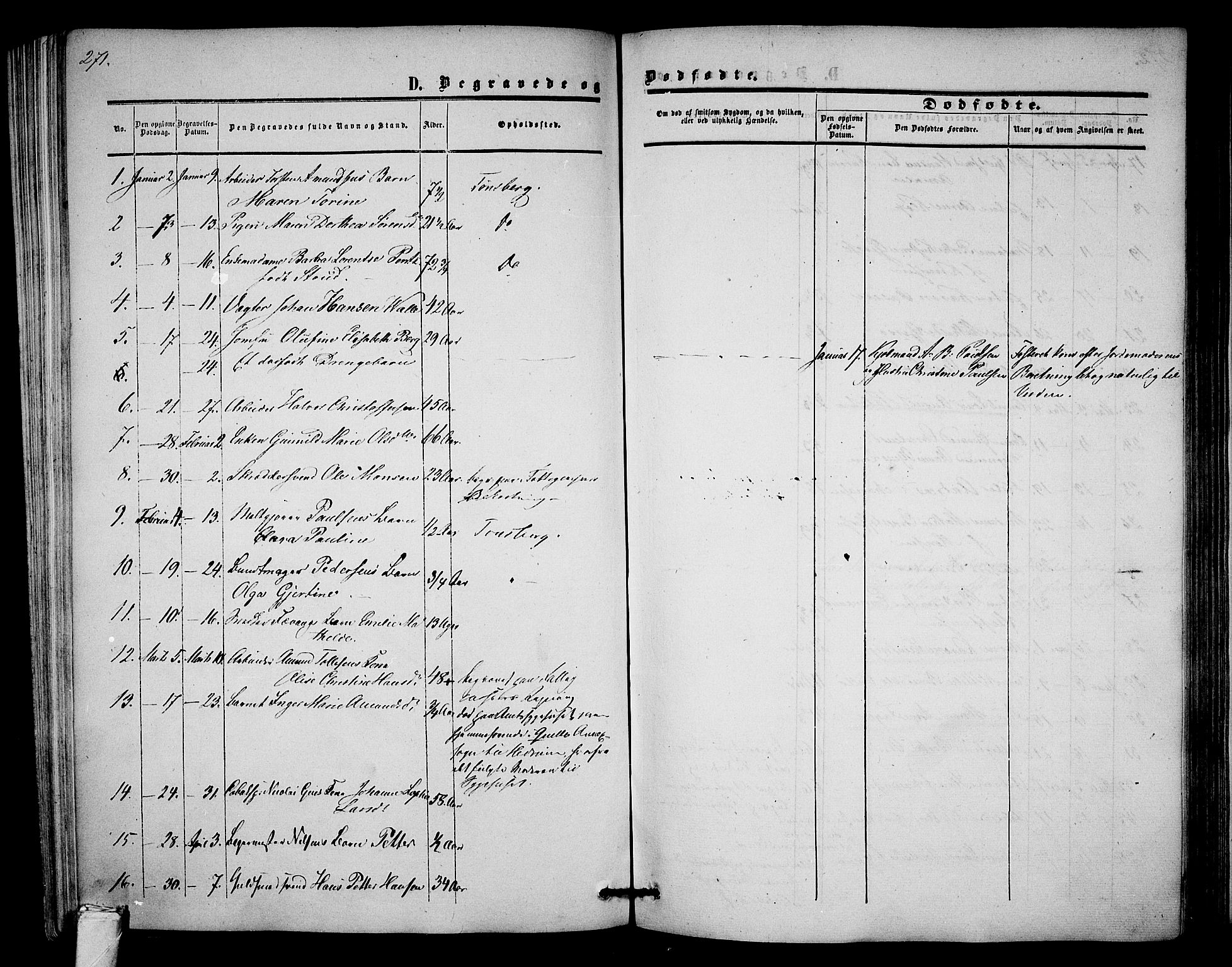 Tønsberg kirkebøker, AV/SAKO-A-330/G/Ga/L0003: Parish register (copy) no. 3, 1855-1864, p. 271