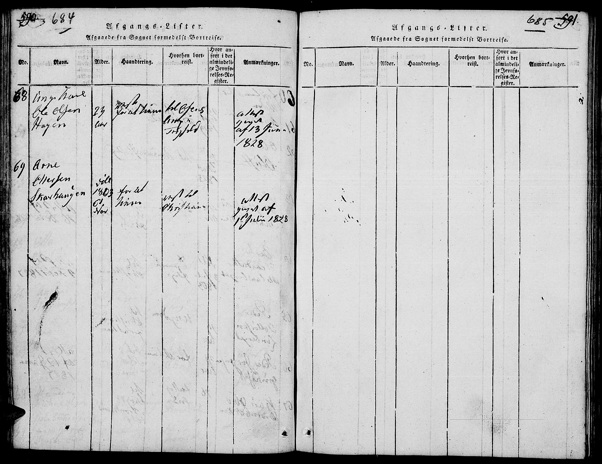 Elverum prestekontor, AV/SAH-PREST-044/H/Ha/Hab/L0001: Parish register (copy) no. 1, 1815-1829, p. 684-685