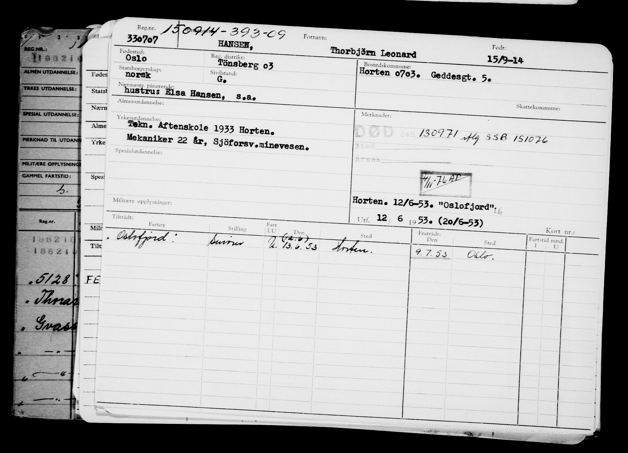 Direktoratet for sjømenn, RA/S-3545/G/Gb/L0124: Hovedkort, 1914, p. 107