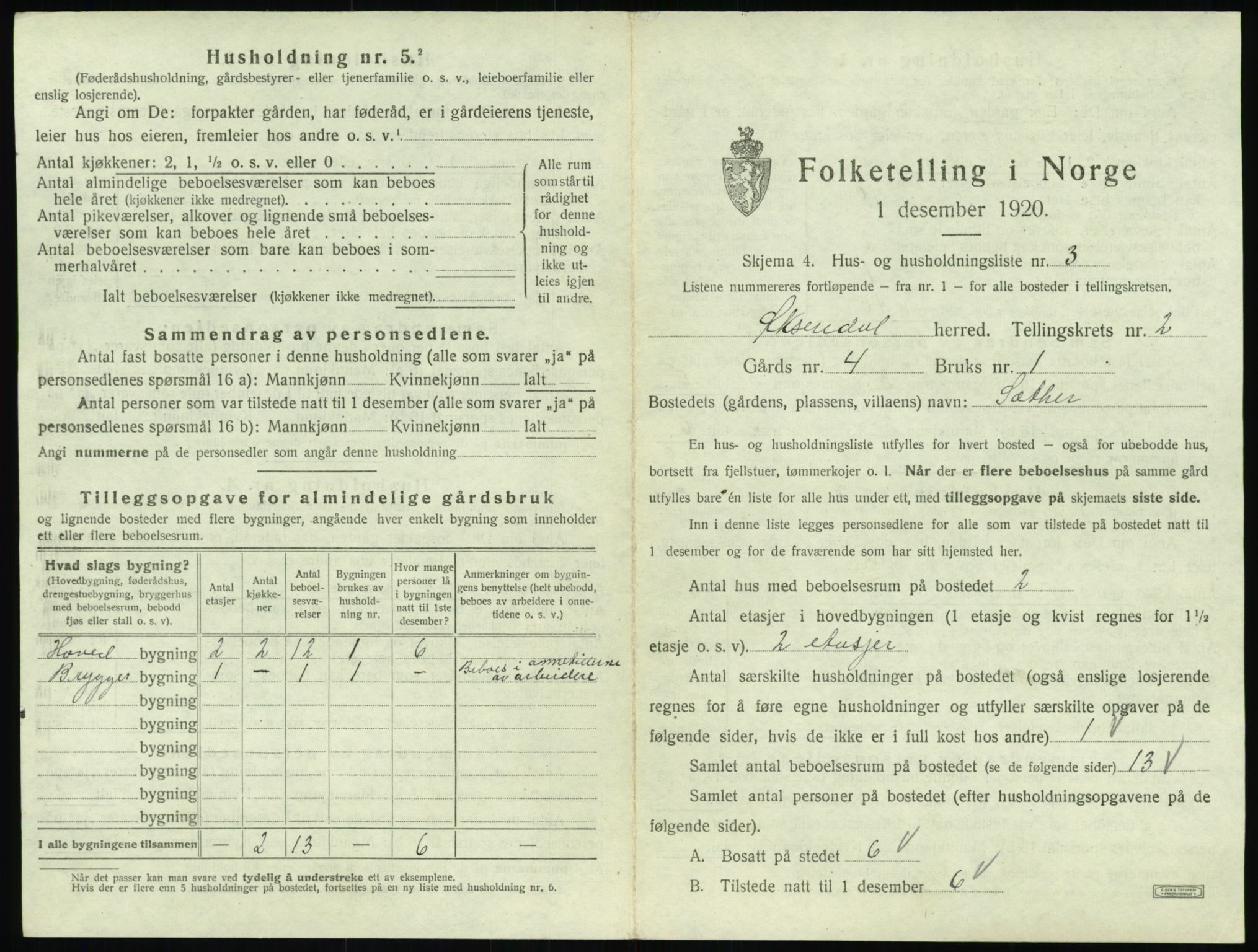 SAT, 1920 census for Øksendal, 1920, p. 127