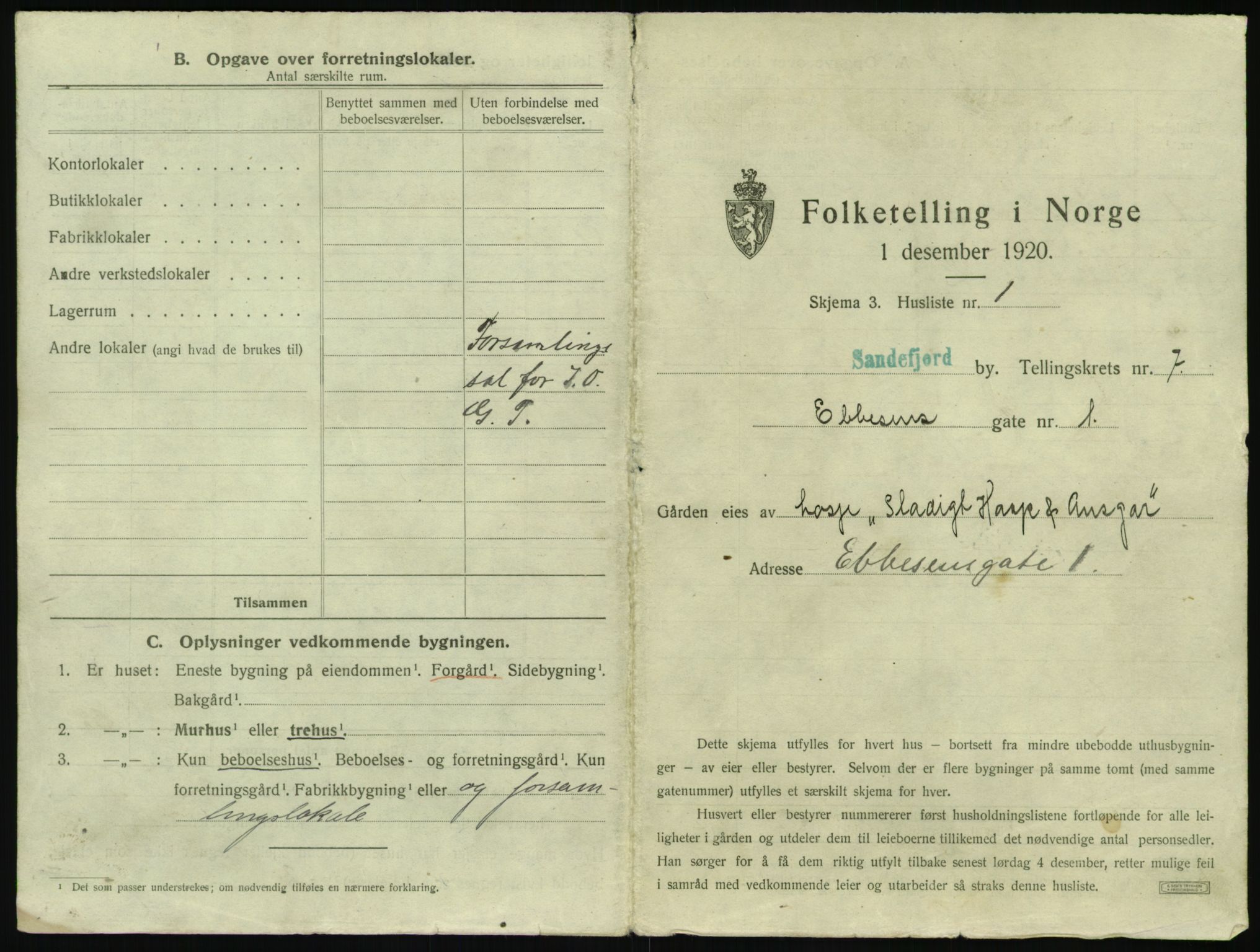 SAKO, 1920 census for Sandefjord, 1920, p. 810