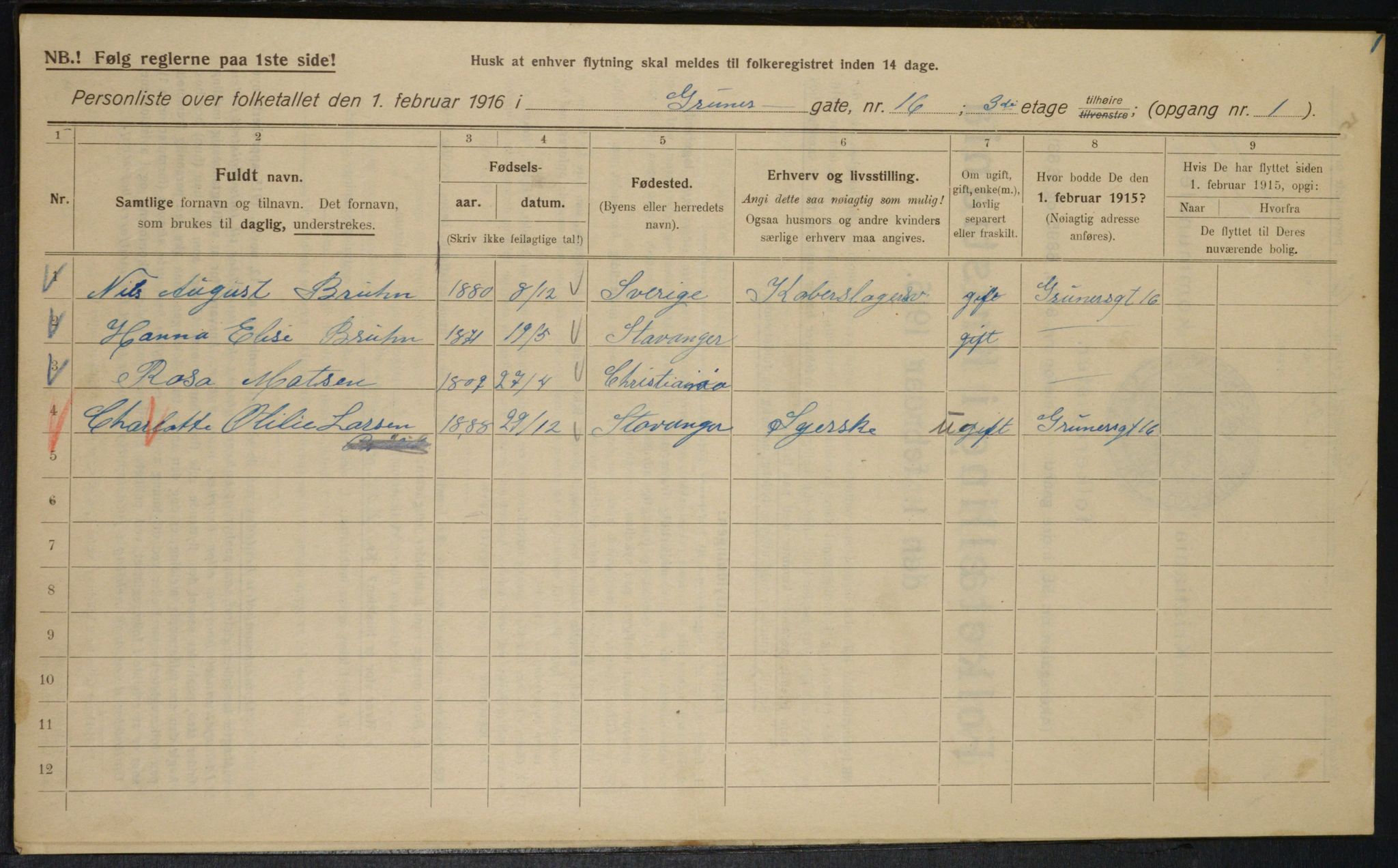 OBA, Municipal Census 1916 for Kristiania, 1916, p. 31671