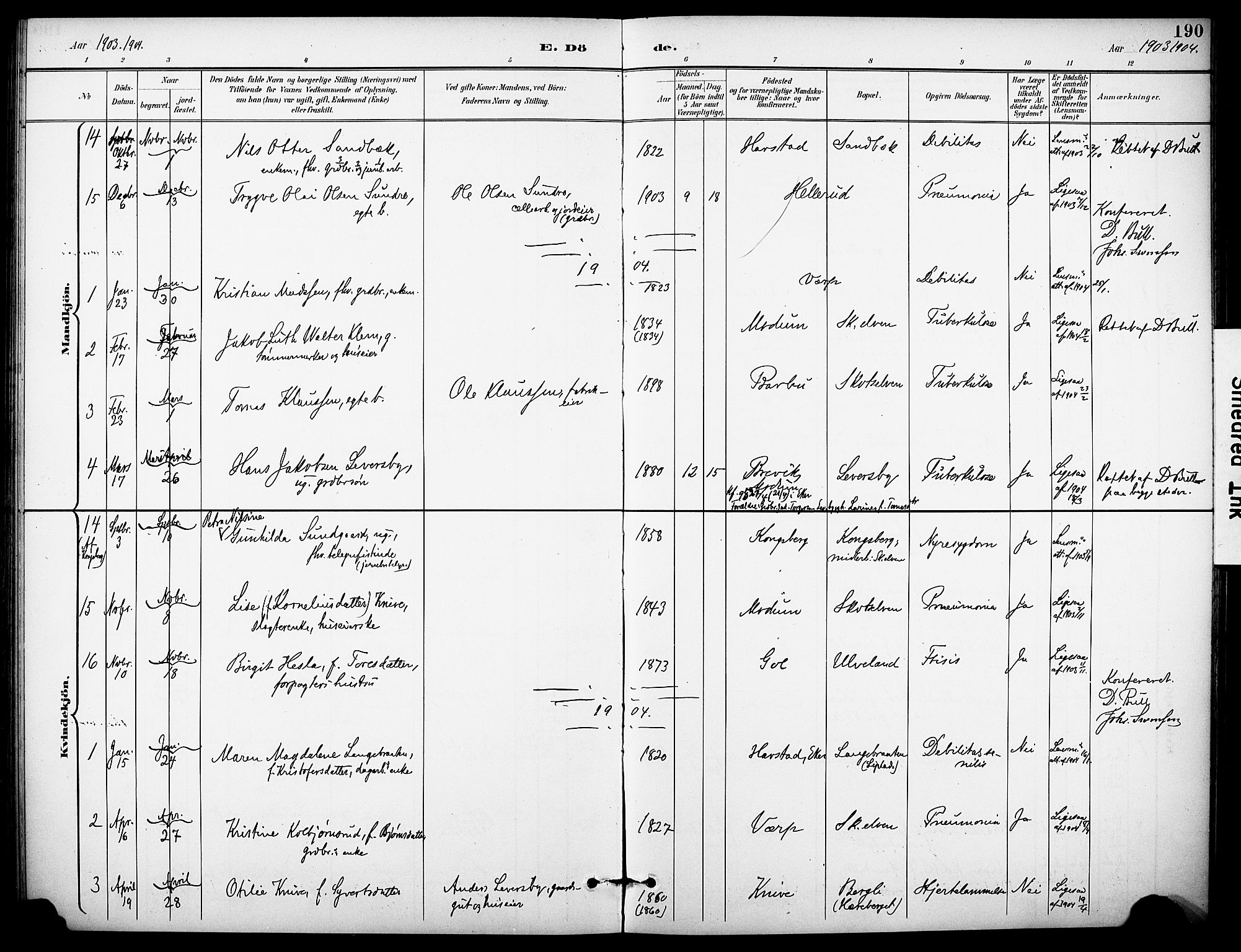 Eiker kirkebøker, AV/SAKO-A-4/F/Fc/L0003: Parish register (official) no. III 3, 1897-1981, p. 190