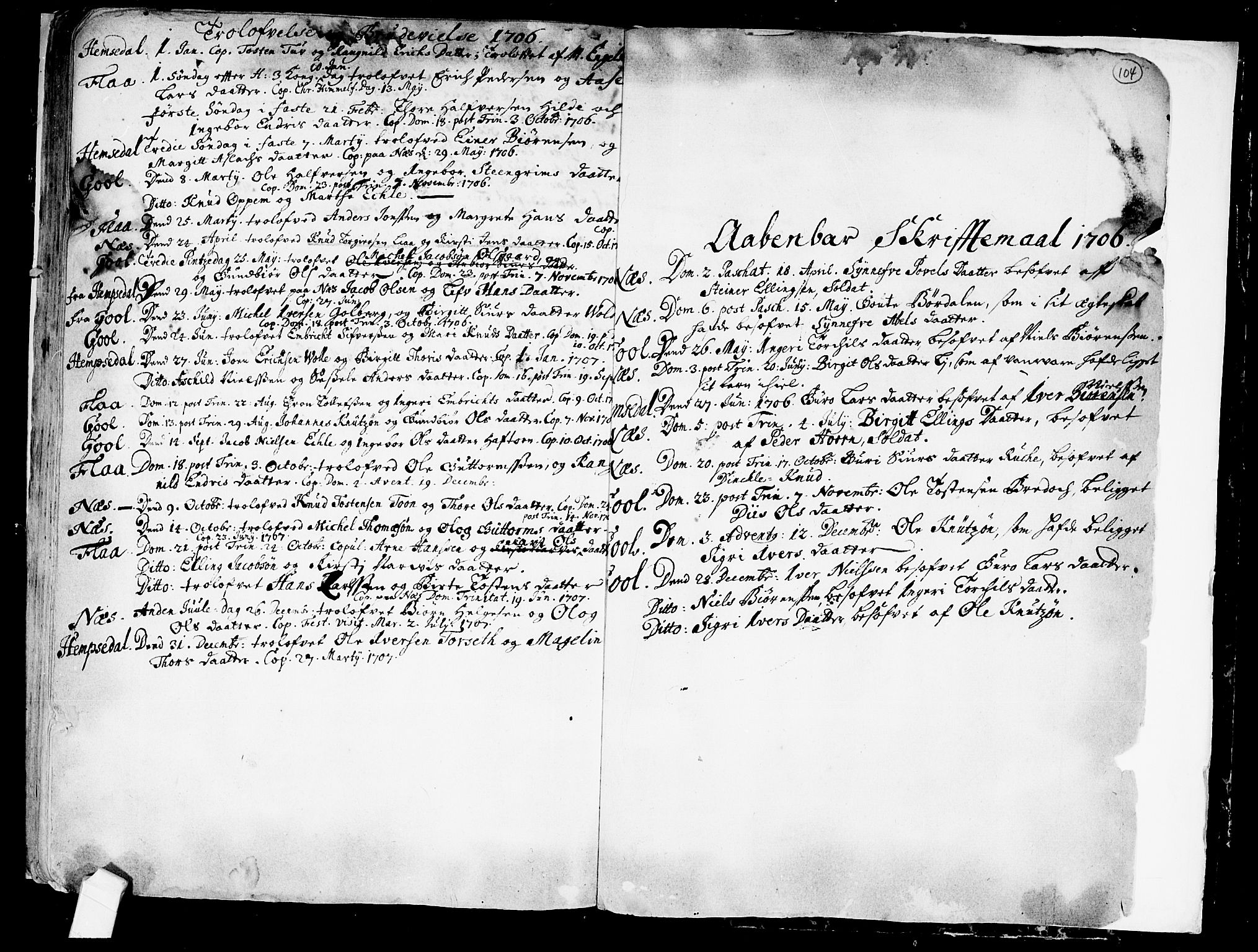 Nes kirkebøker, SAKO/A-236/F/Fa/L0001: Parish register (official) no. 1, 1693-1706, p. 104