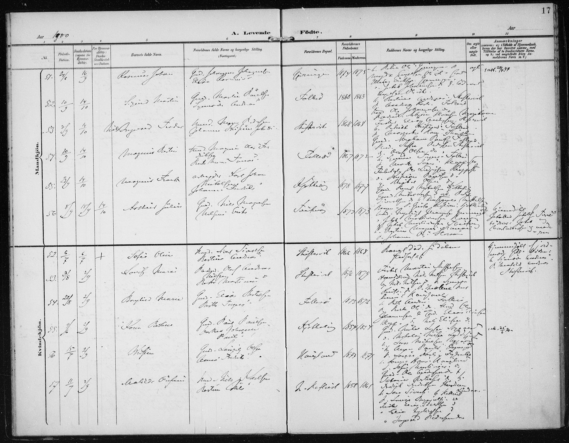 Askøy Sokneprestembete, AV/SAB-A-74101/H/Ha/Haa/Haac/L0001: Parish register (official) no. C 1, 1899-1905, p. 17