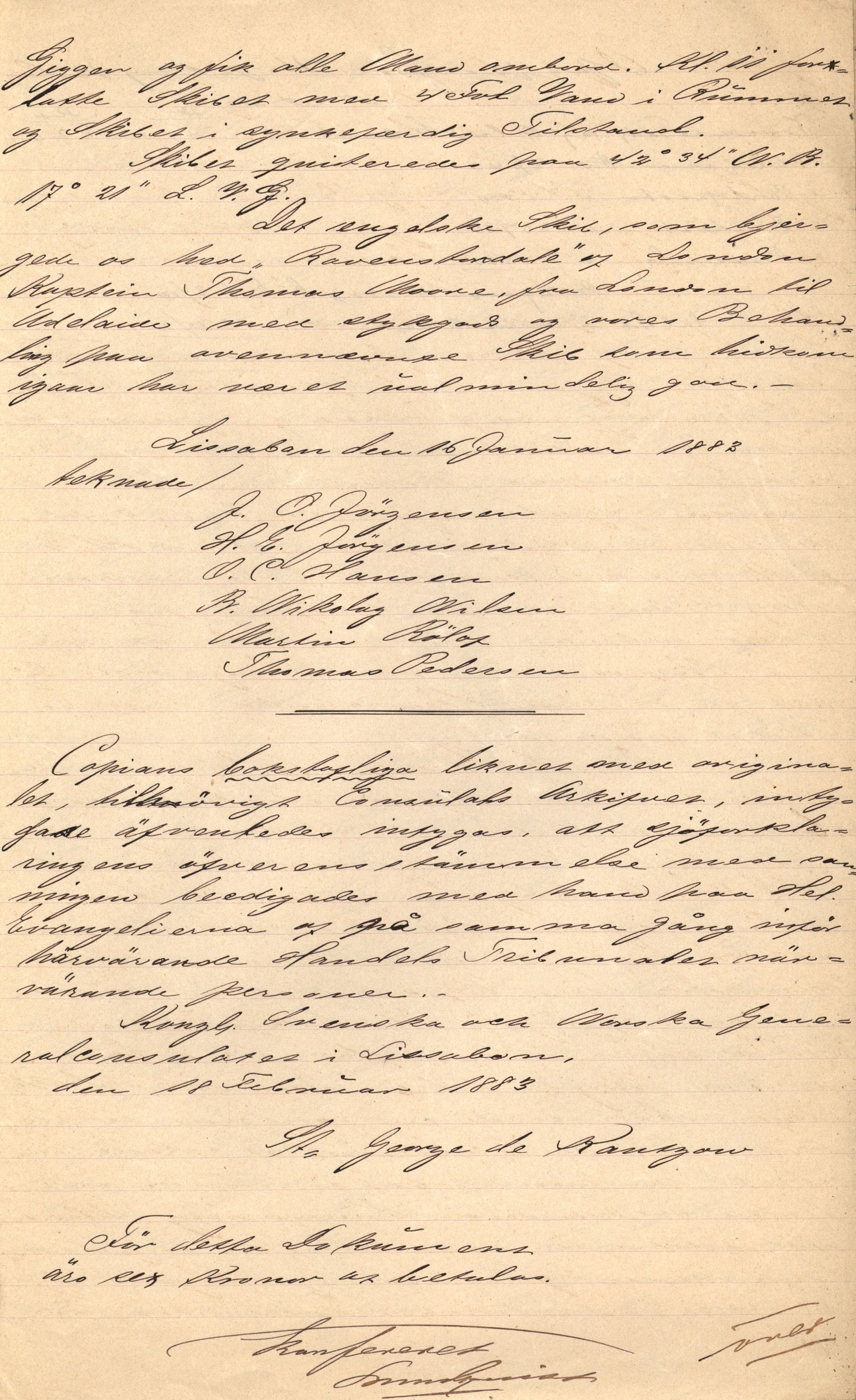 Pa 63 - Østlandske skibsassuranceforening, VEMU/A-1079/G/Ga/L0016/0011: Havaridokumenter / Elise, Dux, Dagmar, Dacapo, Louis, Iphignia, 1883, p. 45