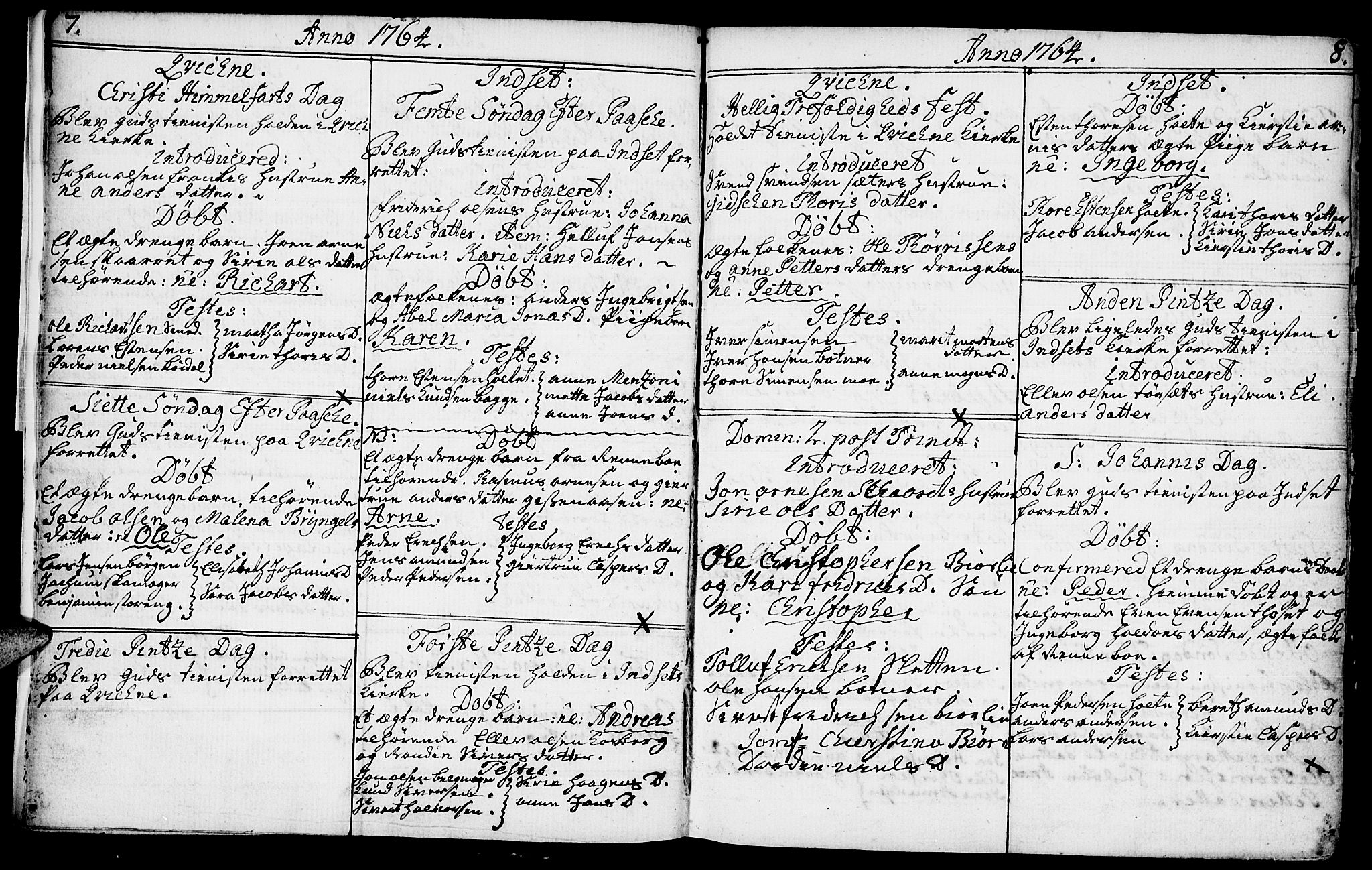 Kvikne prestekontor, SAH/PREST-064/H/Ha/Haa/L0002: Parish register (official) no. 2, 1764-1784, p. 7-8