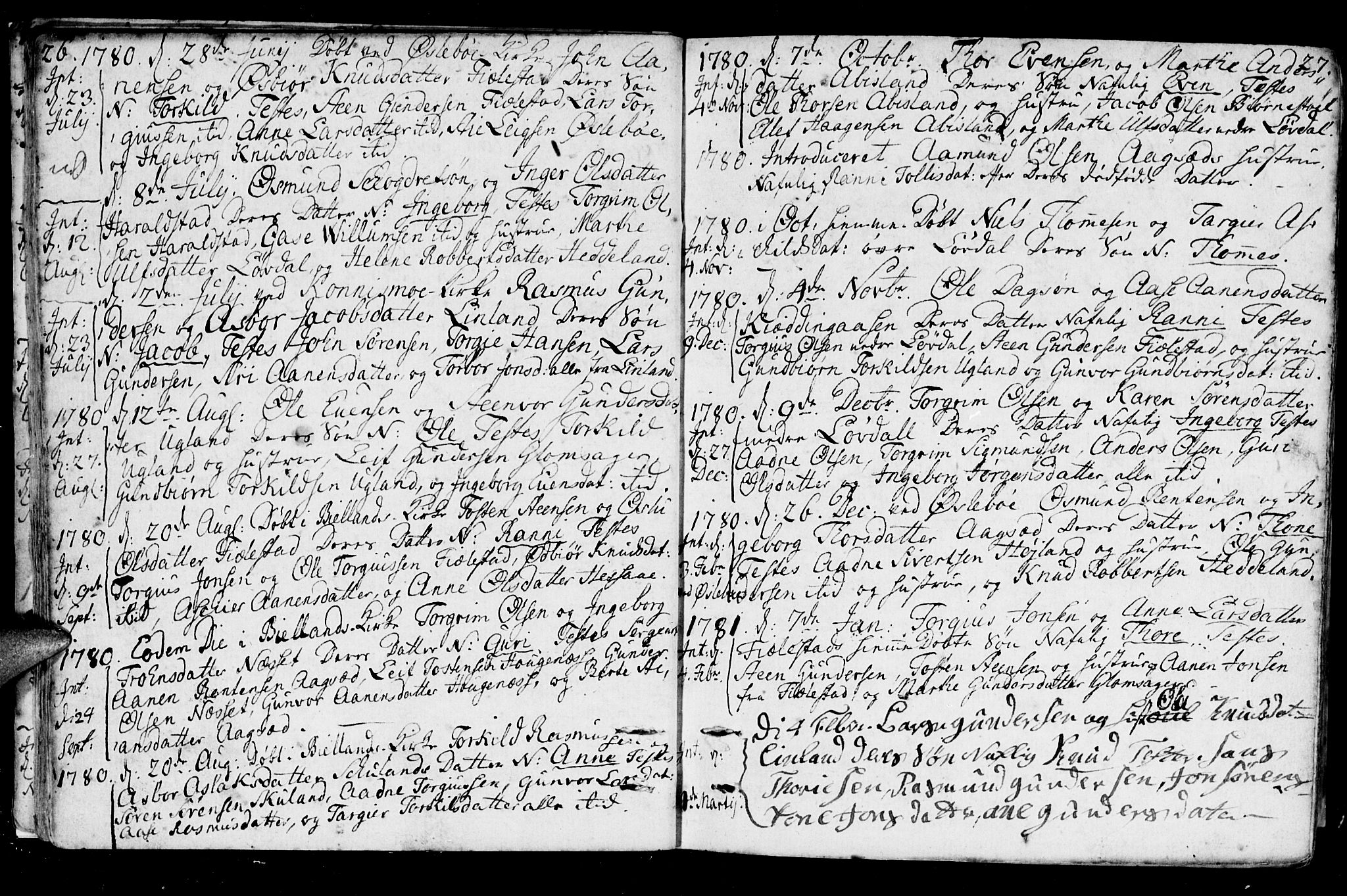 Holum sokneprestkontor, AV/SAK-1111-0022/F/Fa/Fab/L0004: Parish register (official) no. A 4, 1774-1847, p. 26-27