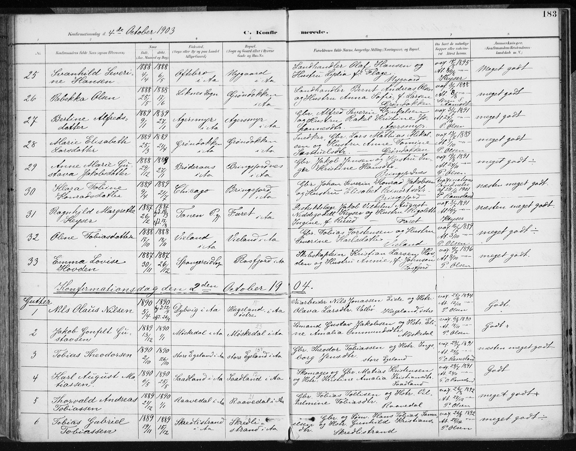 Lyngdal sokneprestkontor, AV/SAK-1111-0029/F/Fa/Fac/L0012: Parish register (official) no. A 12, 1894-1918, p. 183