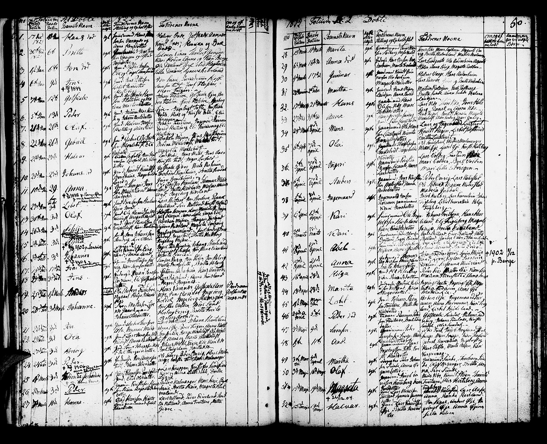 Kvinnherad sokneprestembete, SAB/A-76401/H/Haa: Parish register (official) no. A 5, 1811-1835, p. 50
