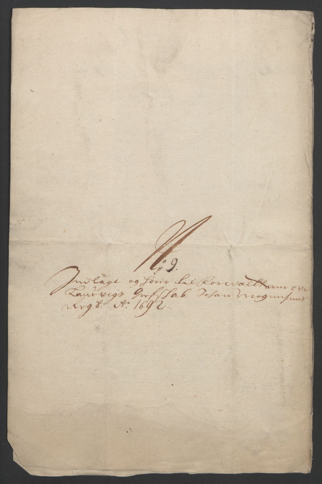 Rentekammeret inntil 1814, Reviderte regnskaper, Fogderegnskap, AV/RA-EA-4092/R33/L1973: Fogderegnskap Larvik grevskap, 1692, p. 219