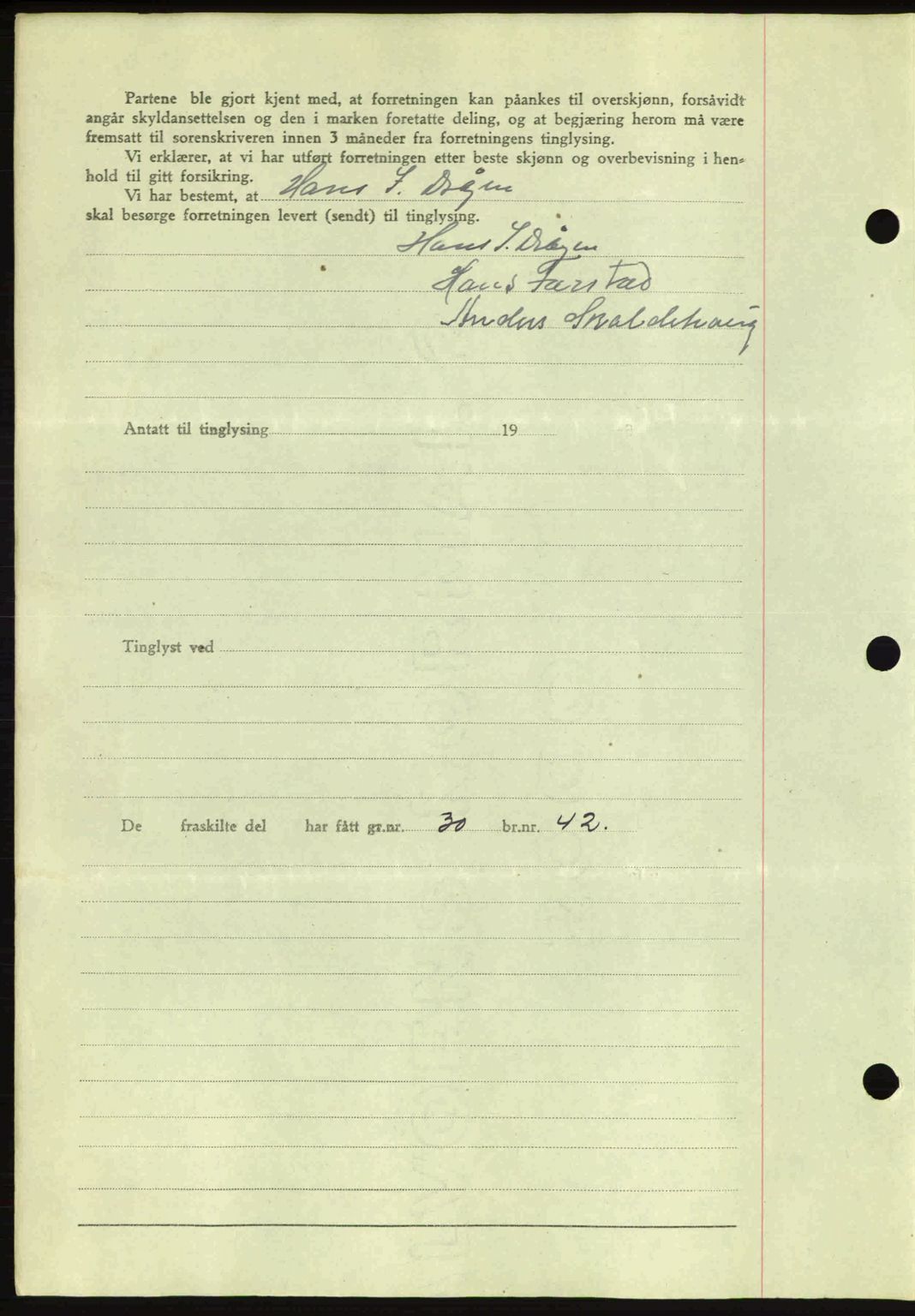 Romsdal sorenskriveri, AV/SAT-A-4149/1/2/2C: Mortgage book no. A14, 1943-1943, Diary no: : 1266/1943