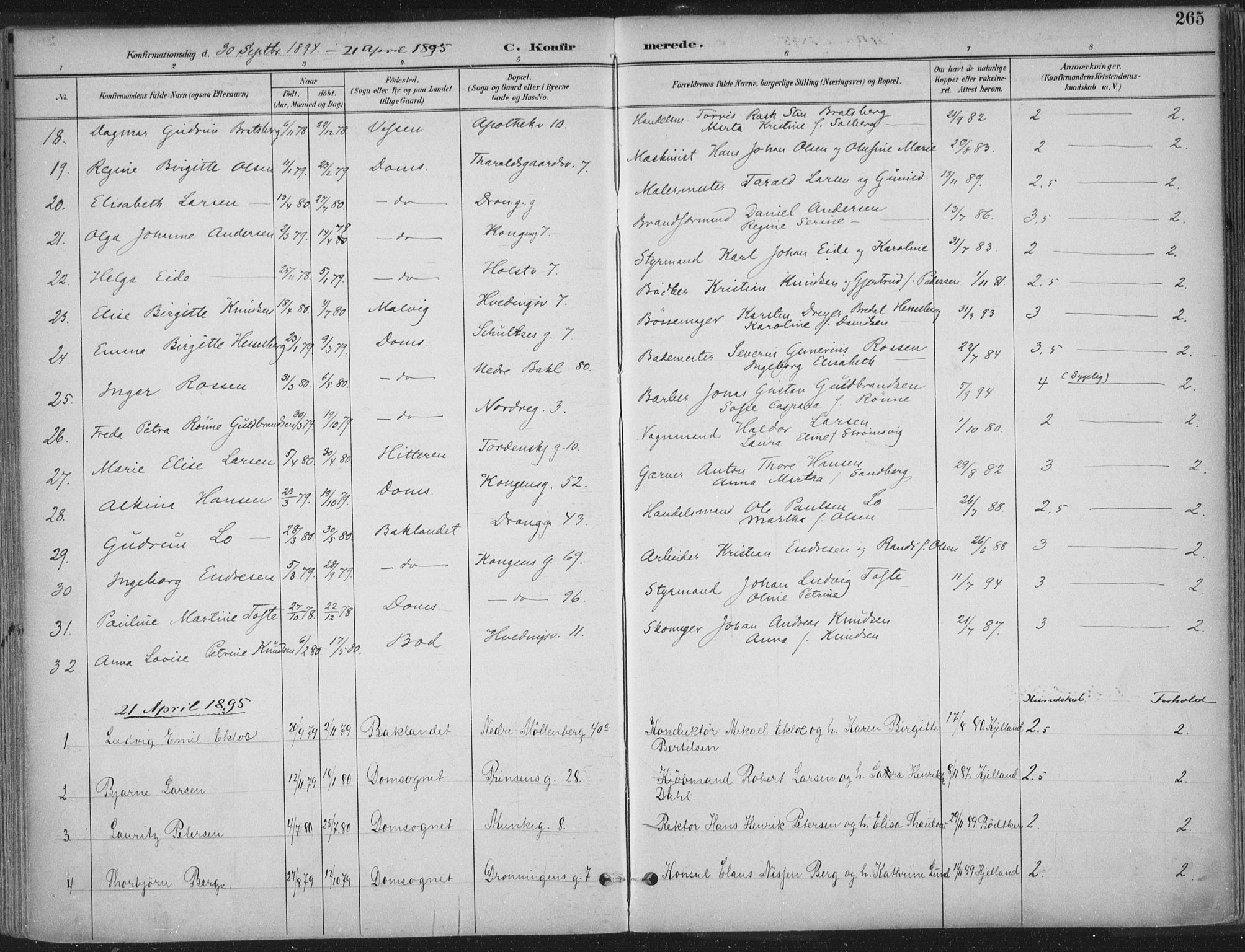 Ministerialprotokoller, klokkerbøker og fødselsregistre - Sør-Trøndelag, SAT/A-1456/601/L0062: Parish register (official) no. 601A30, 1891-1911, p. 265