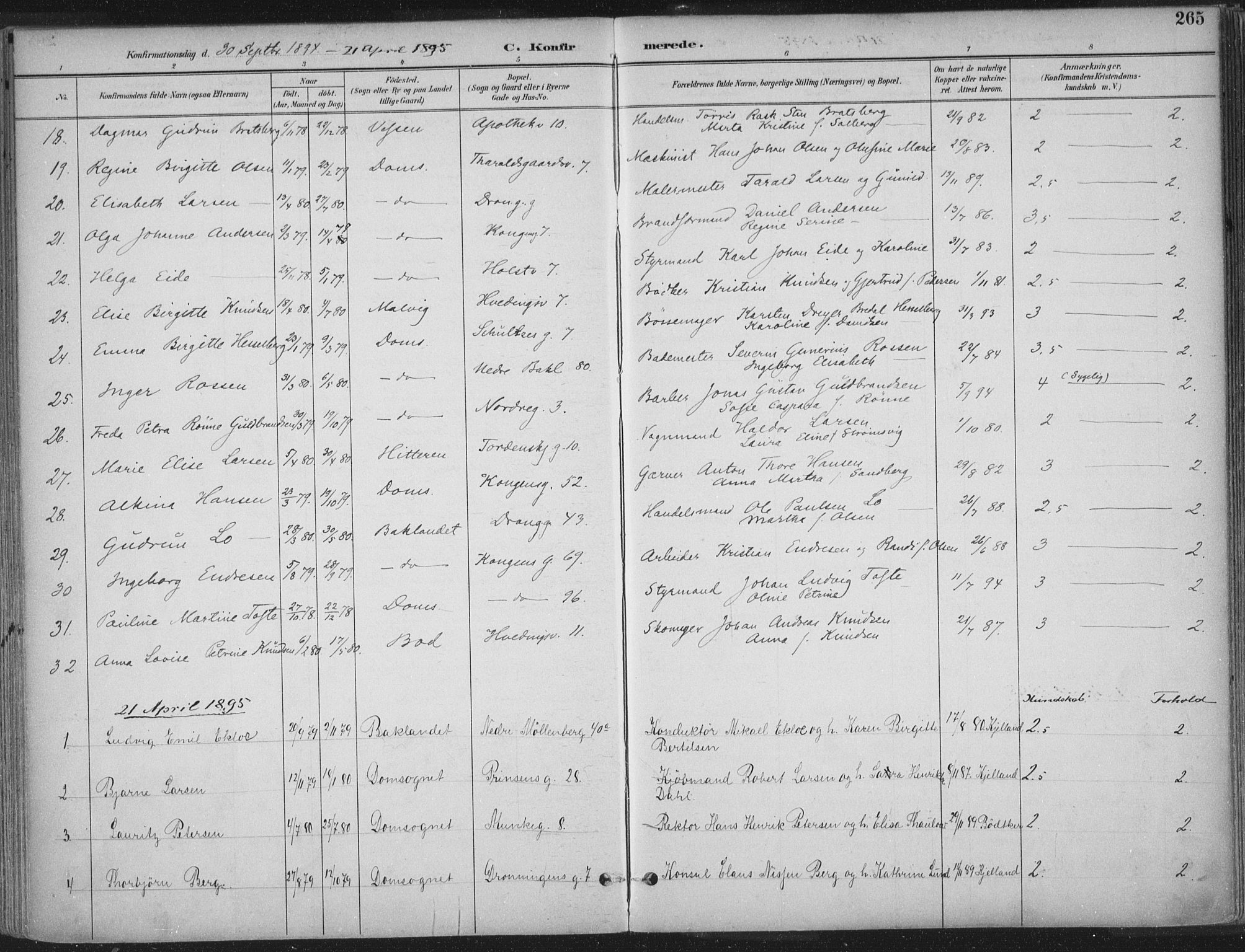 Ministerialprotokoller, klokkerbøker og fødselsregistre - Sør-Trøndelag, AV/SAT-A-1456/601/L0062: Parish register (official) no. 601A30, 1891-1911, p. 265