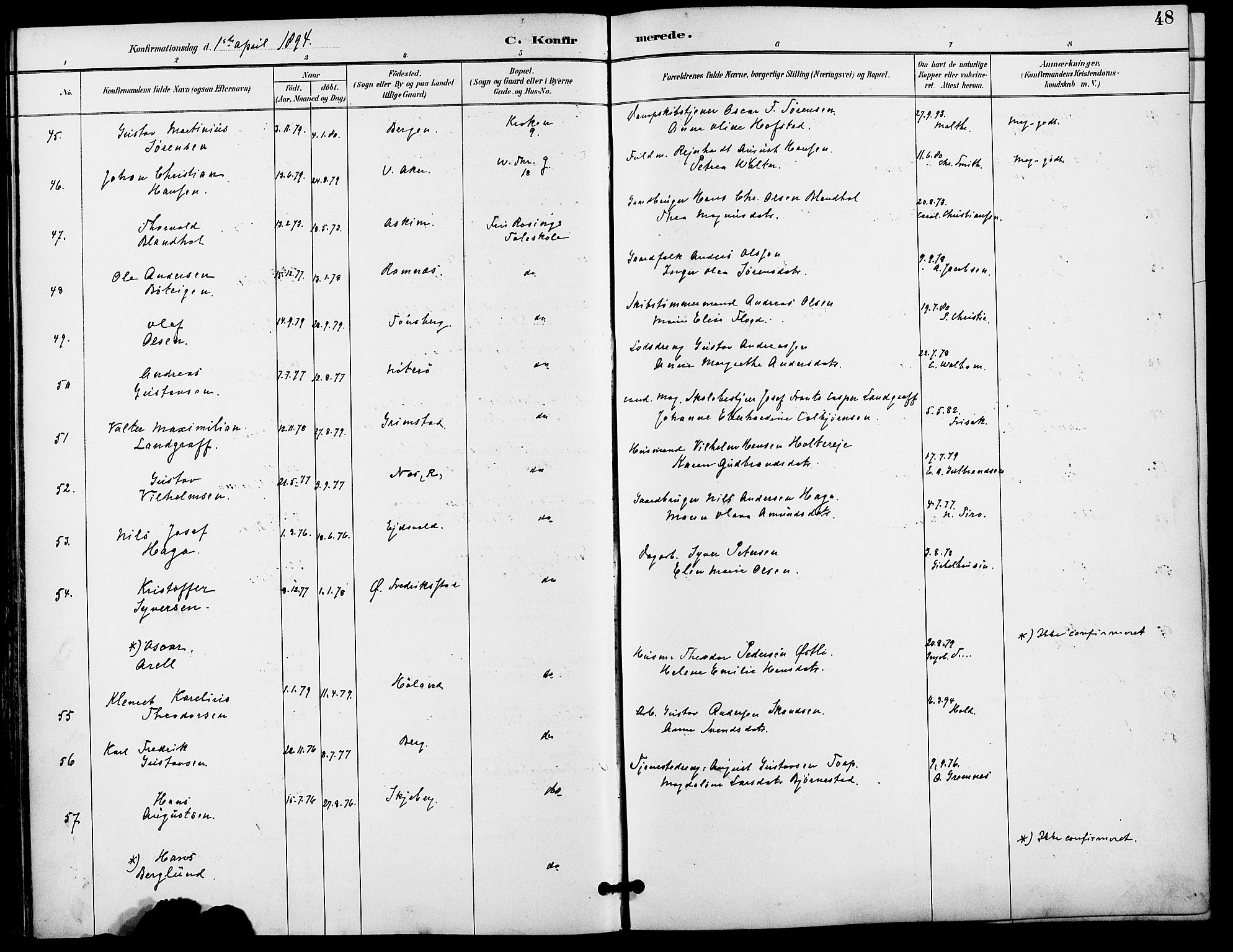 Gamle Aker prestekontor Kirkebøker, SAO/A-10617a/F/L0009: Parish register (official) no. 9, 1890-1898, p. 48